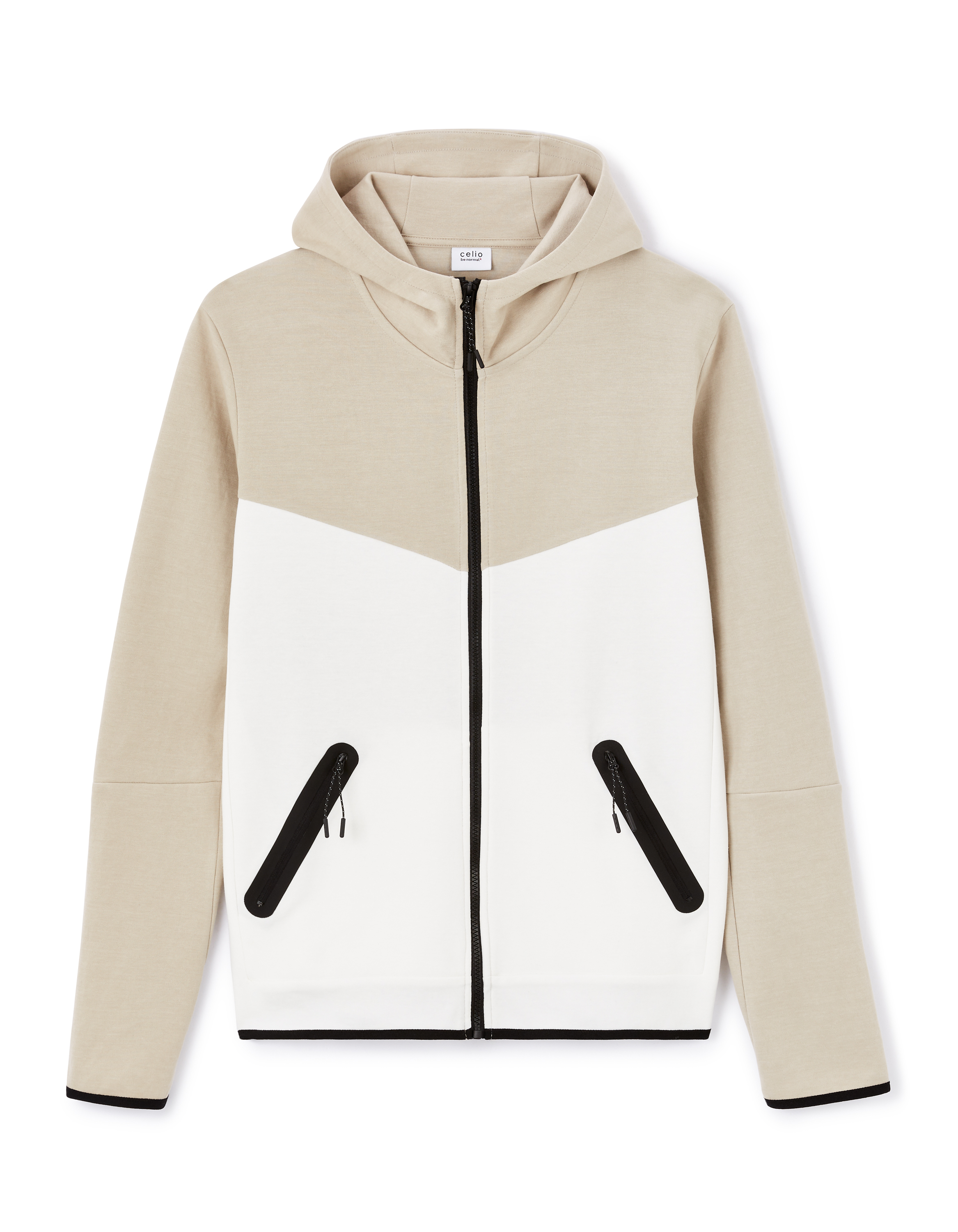 Vest zippé à capuche skinny 100% coton - beige