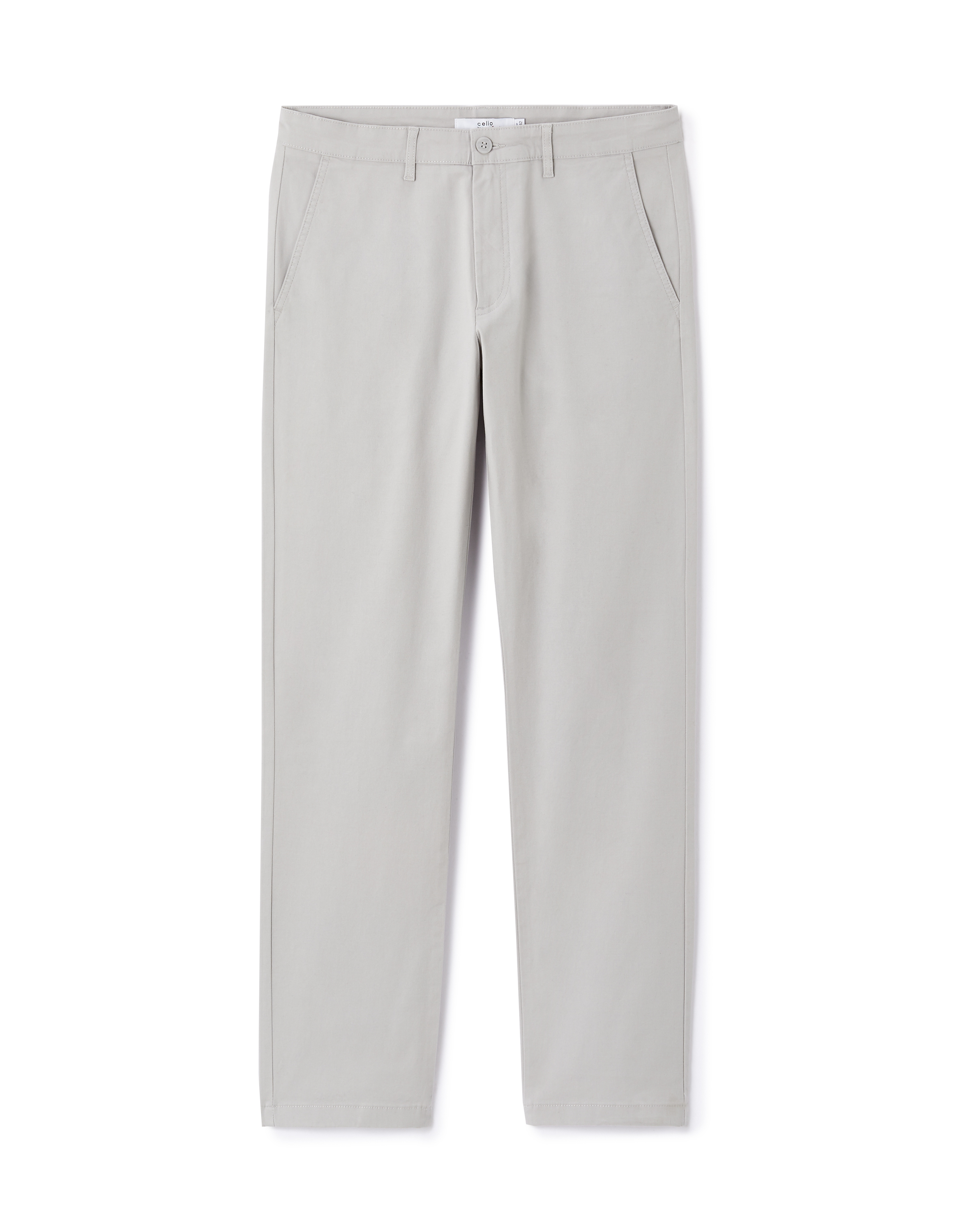 Pantalon chino straight coton stretch - gris clair