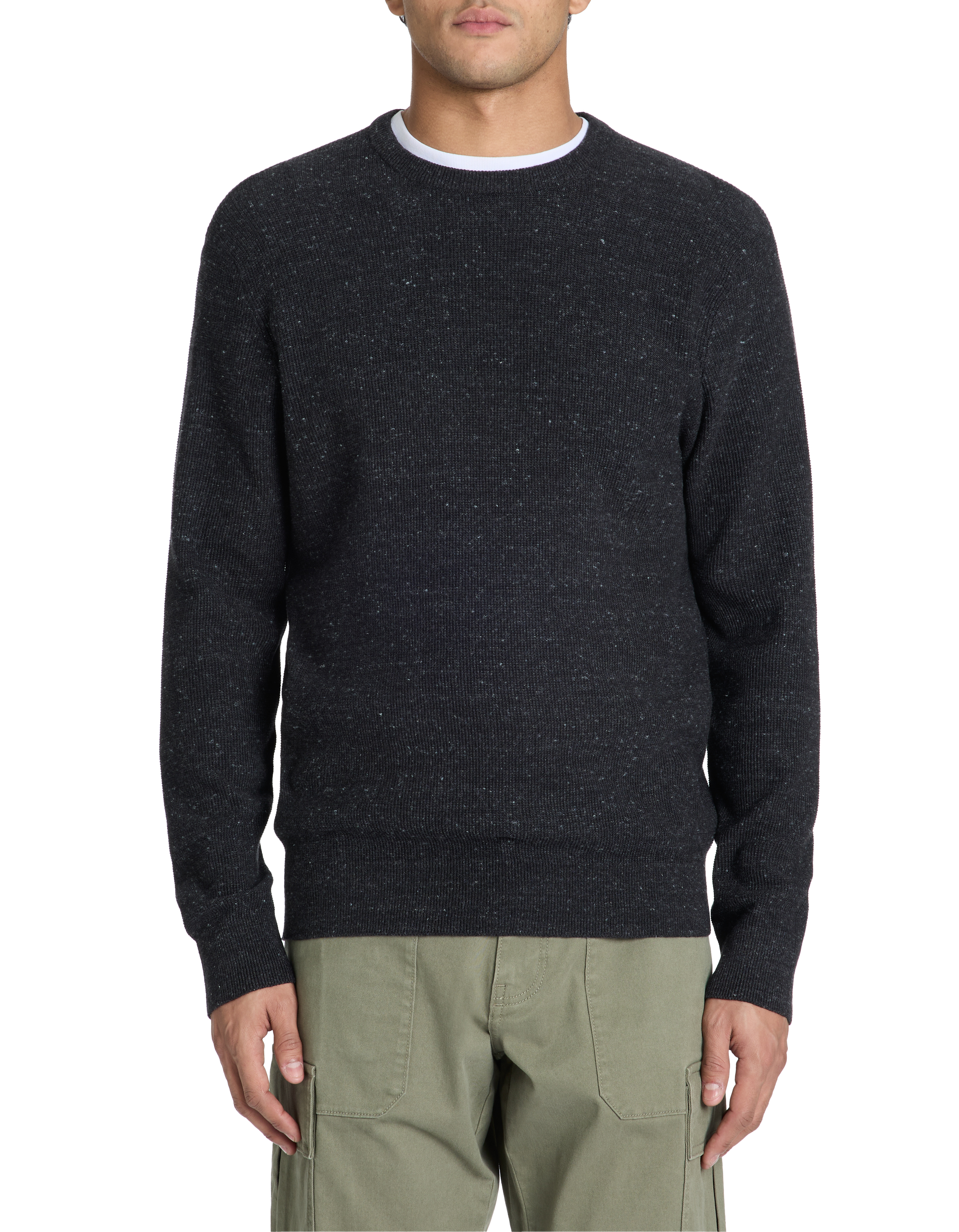 Pull col rond coton mélangé - noir - camaieu - Modalova