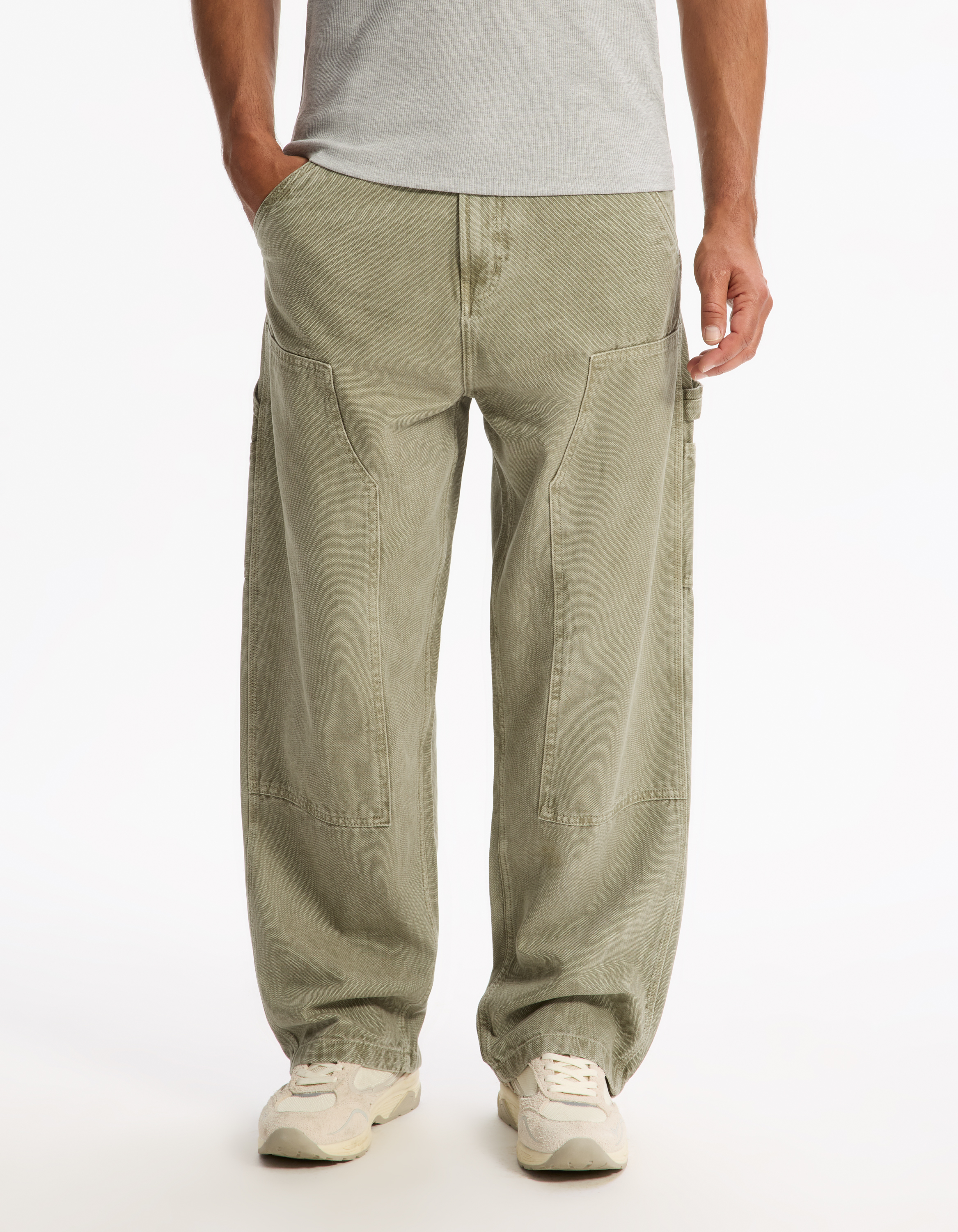 Pantalon baggy 100% coton - kaki - camaieu - Modalova