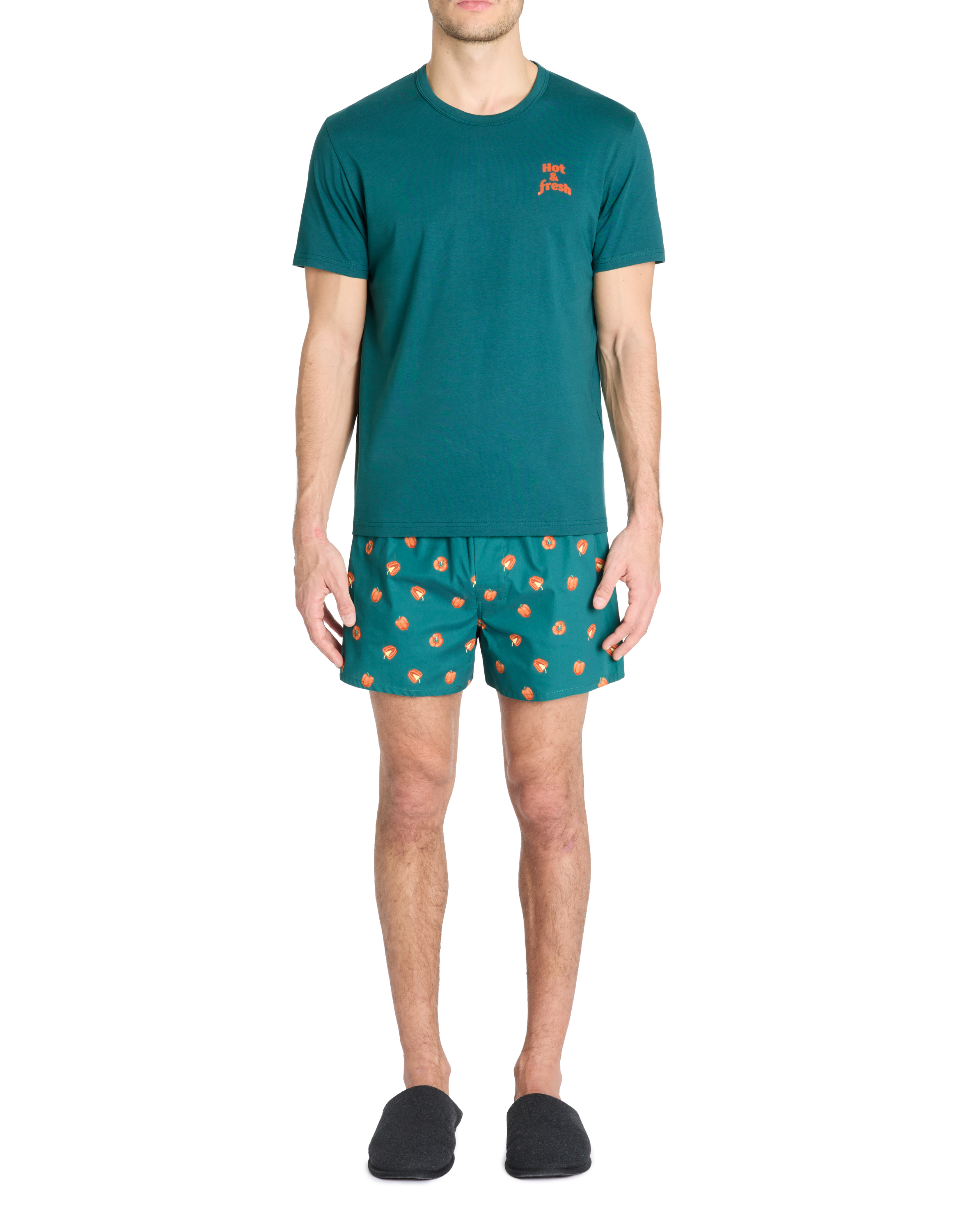 Pyjama short 100% coton - vert - camaieu - Modalova