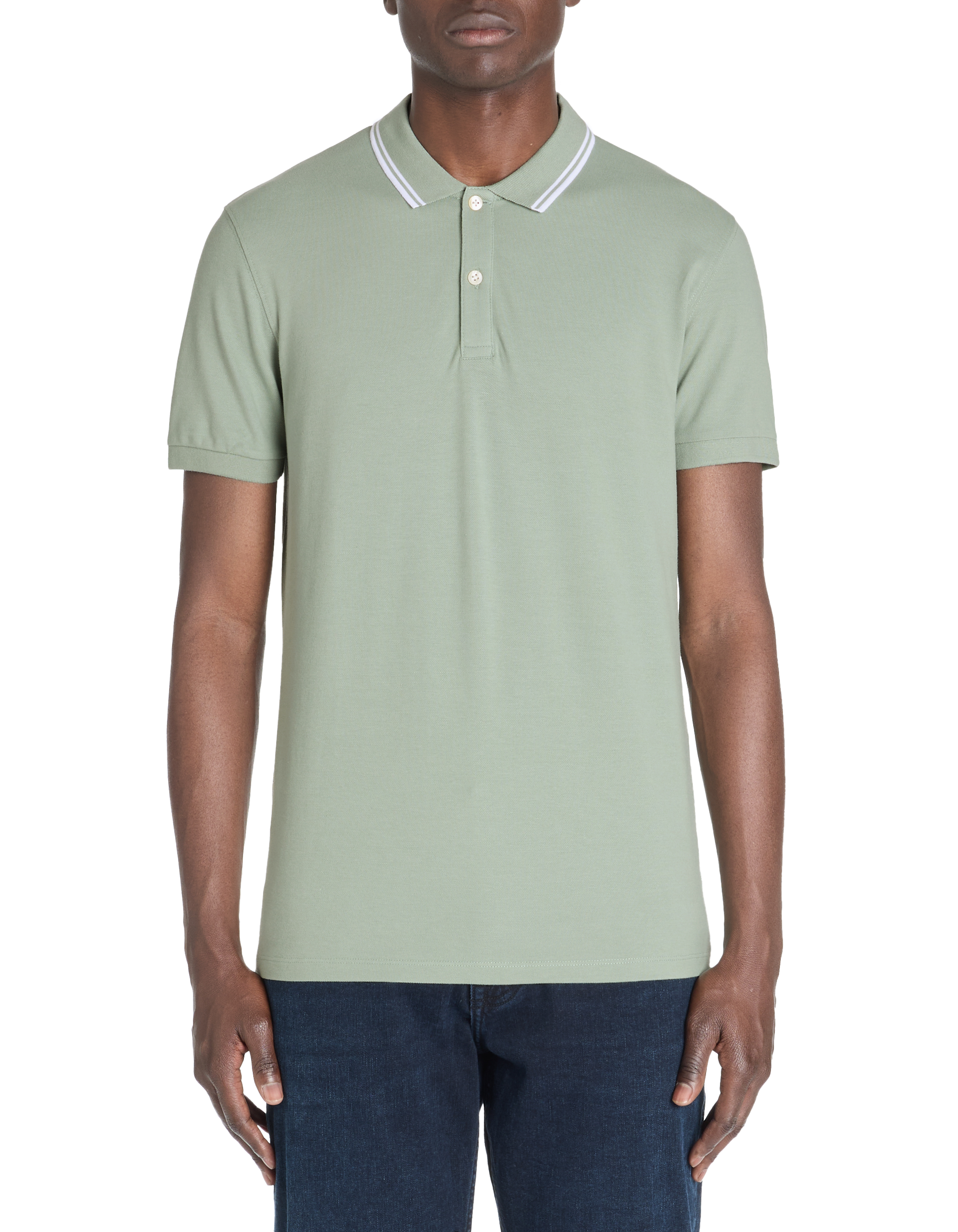 Polo slim coton stretch - gris vert - camaieu - Modalova
