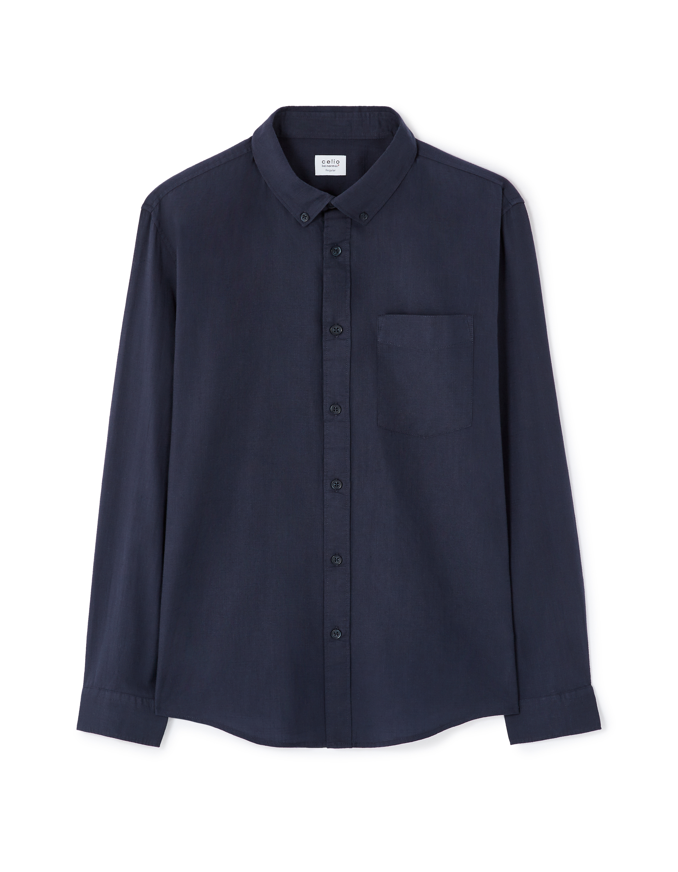 Chemise regular slub 100% coton - marine