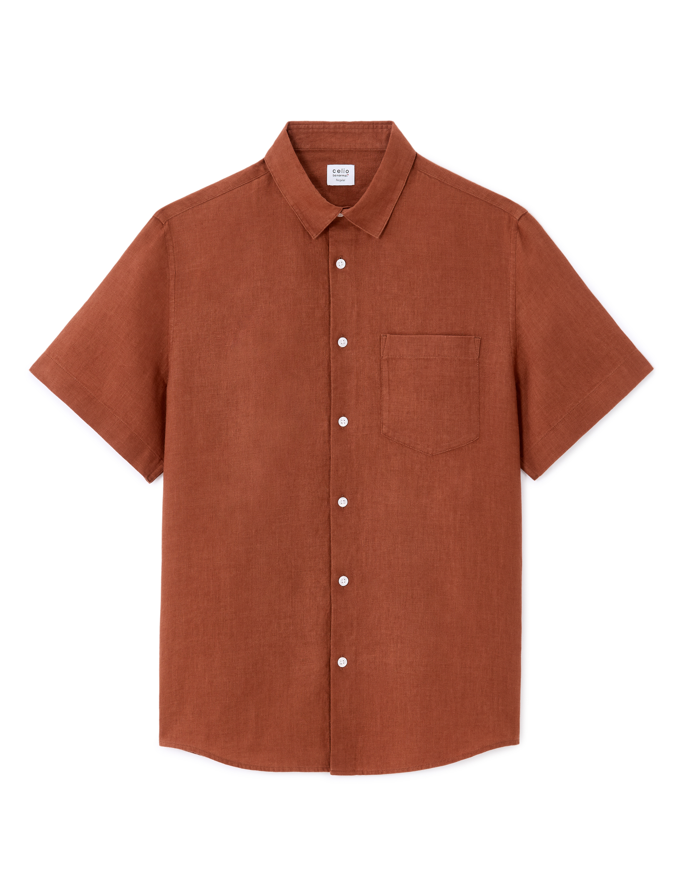 Chemisette regular 100% lin - terracotta