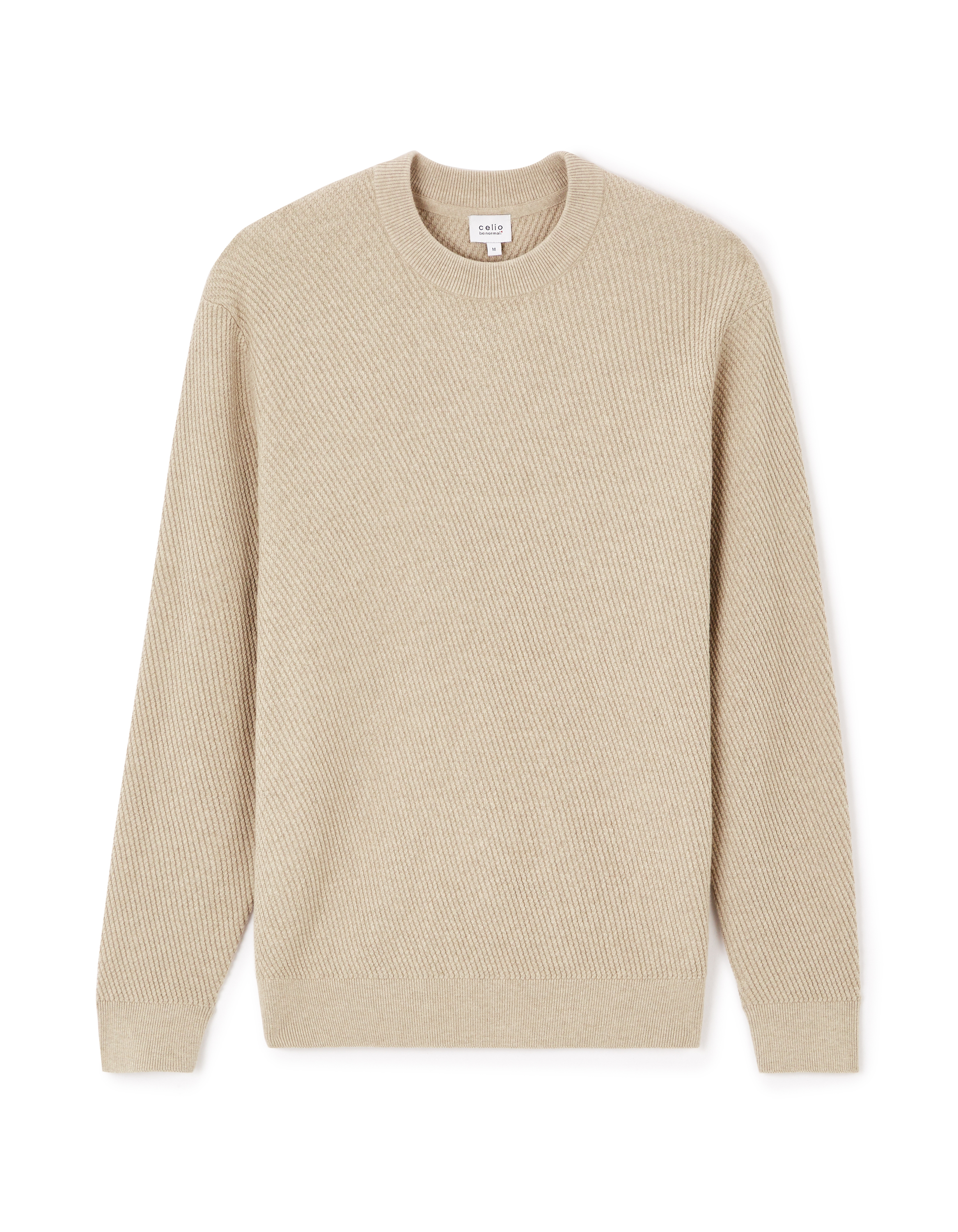 Pull col rond 100% coton - taupe