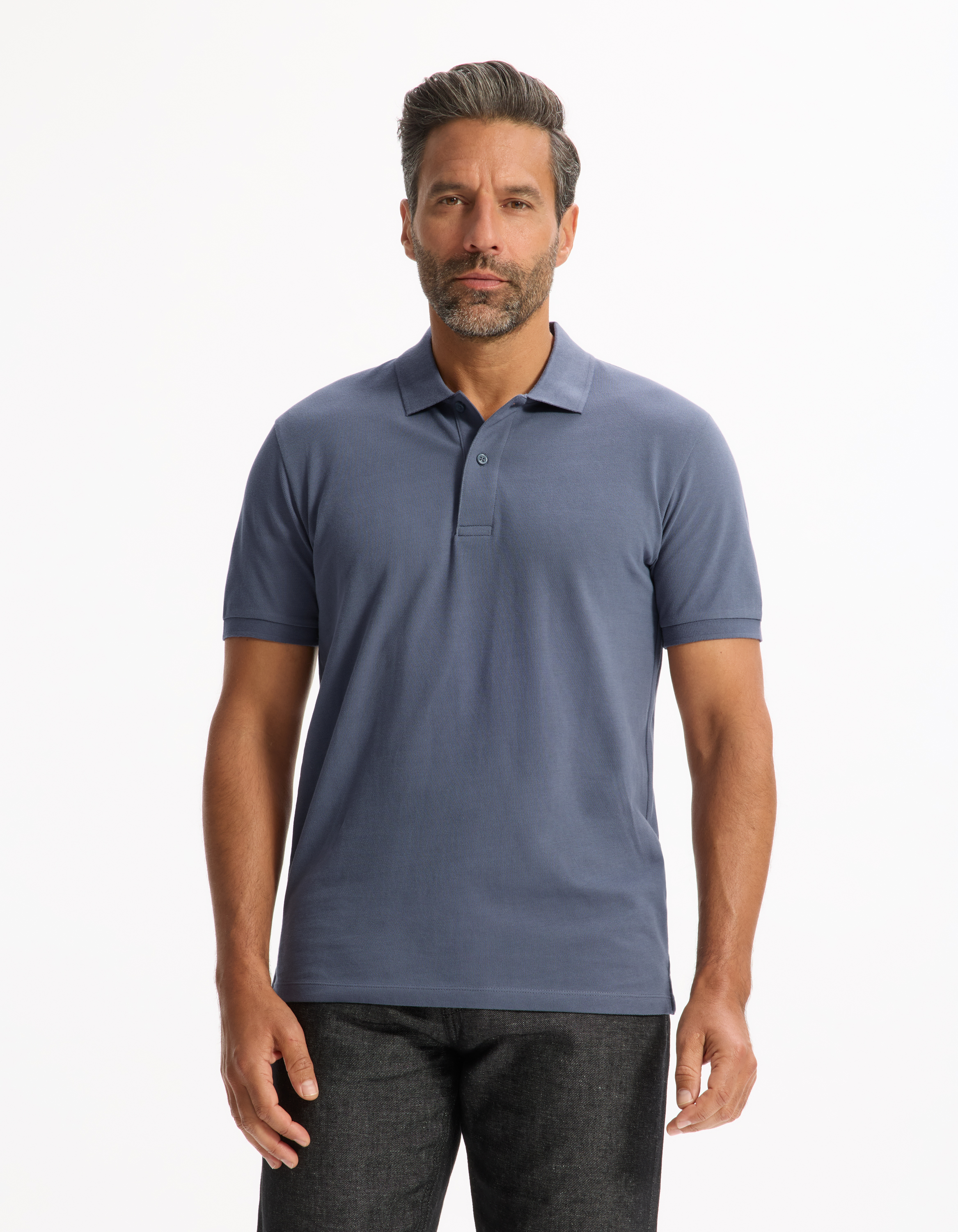 Polo piqué regular 100% coton - bleu gris - camaieu - Modalova