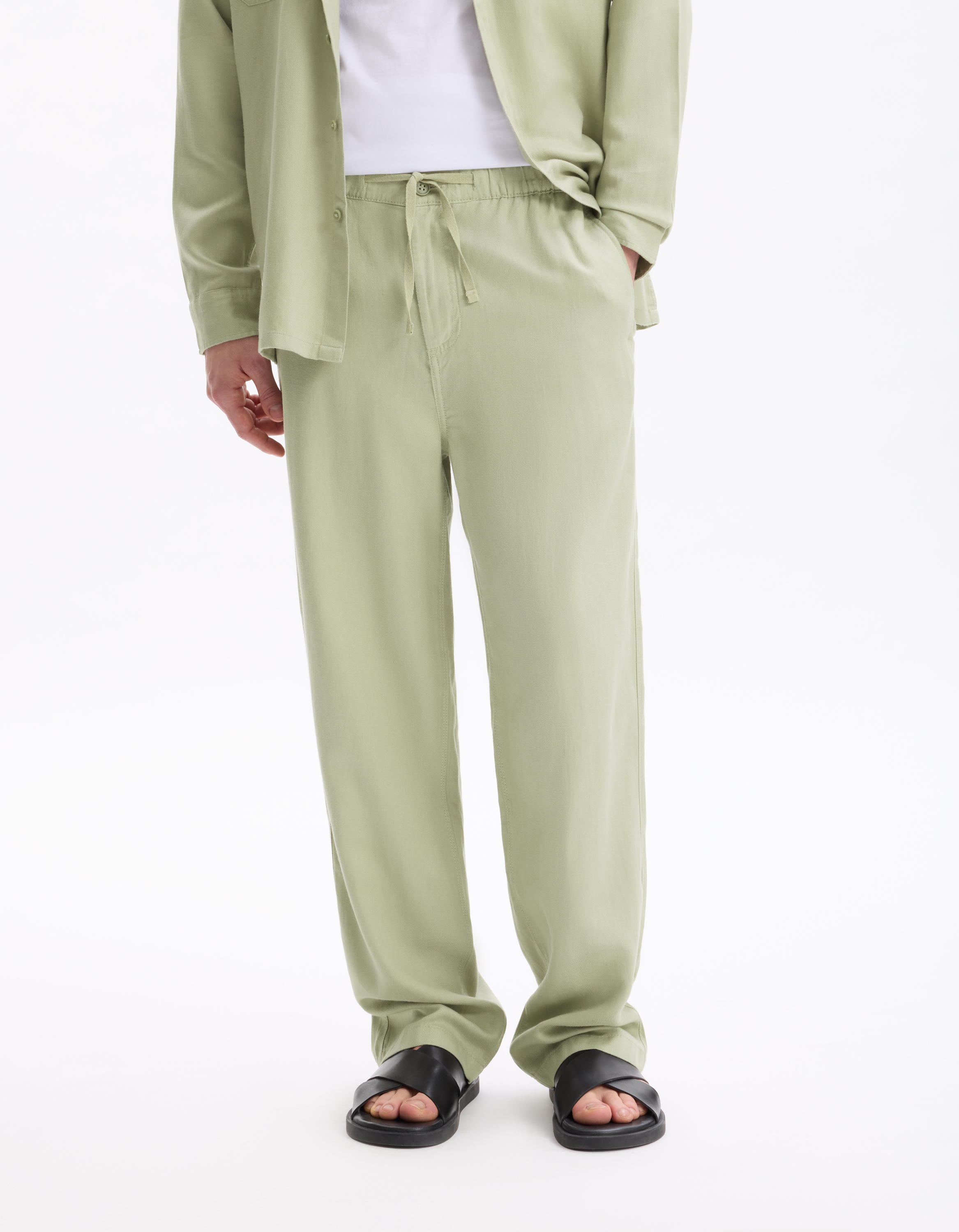 Pantalon loose fluide - vert - camaieu - Modalova