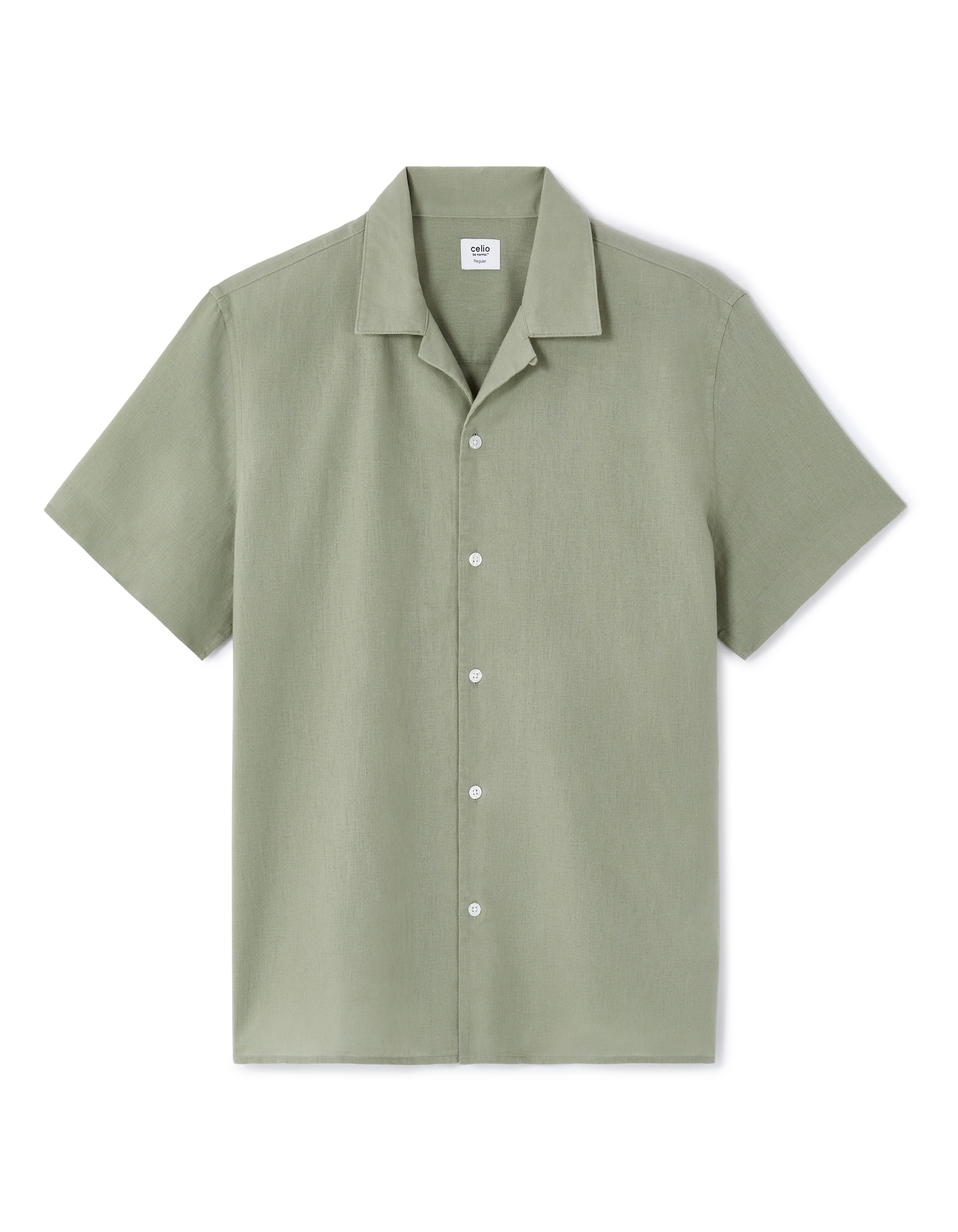 Chemisette regular en lin et coton - vert sauge