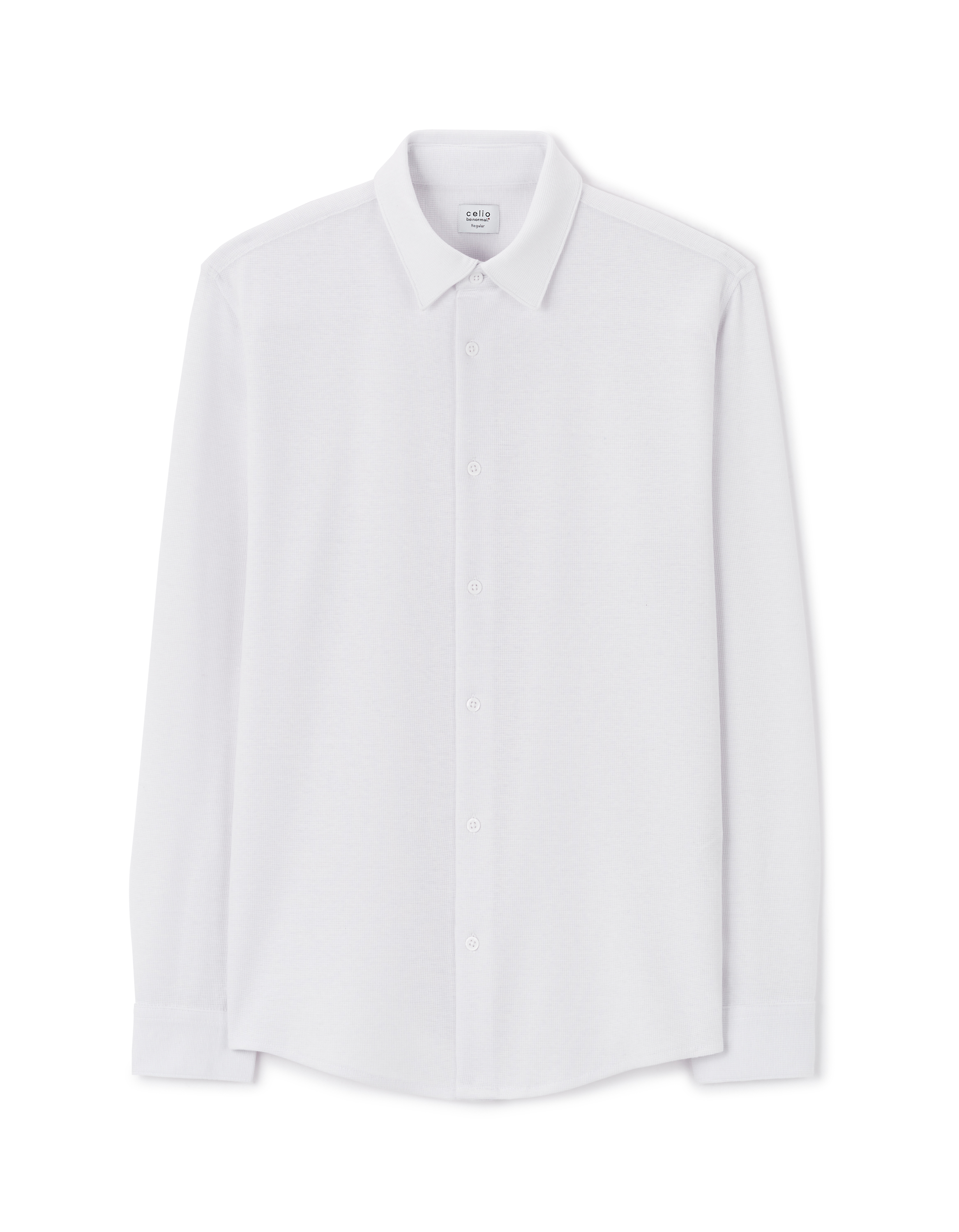 Chemise regular maille gaufré stretch - blanc