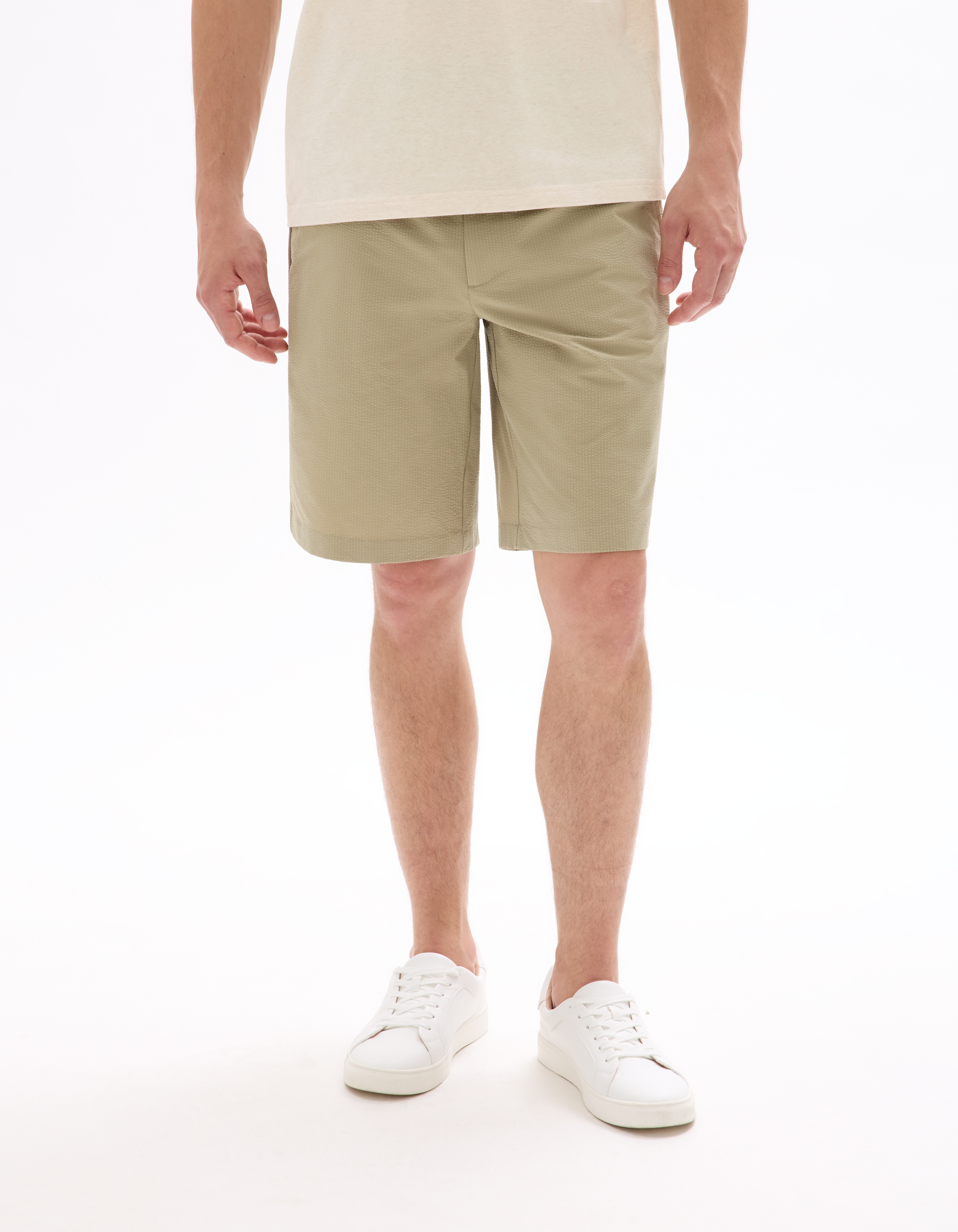 Bermuda en seersucker - taupe - camaieu - Modalova