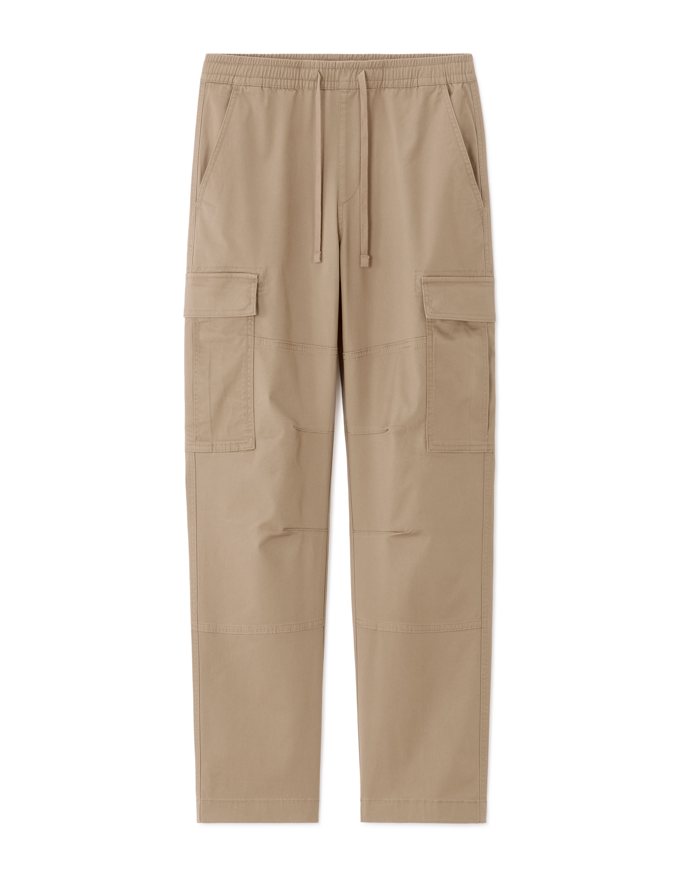Pantalon cargo straight coton stretch - beige clair