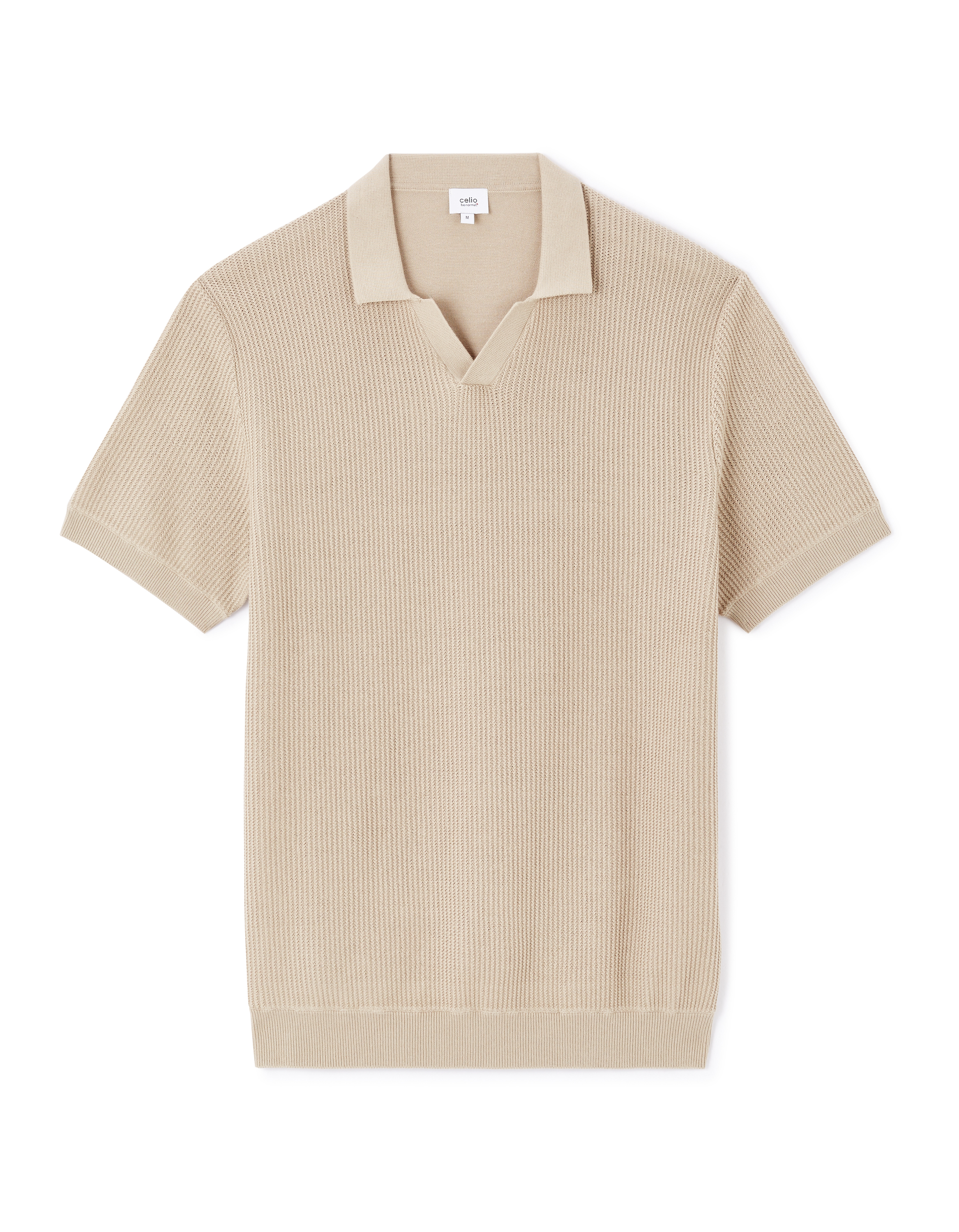 Polo boxy en maille texturée 100% coton - naturel
