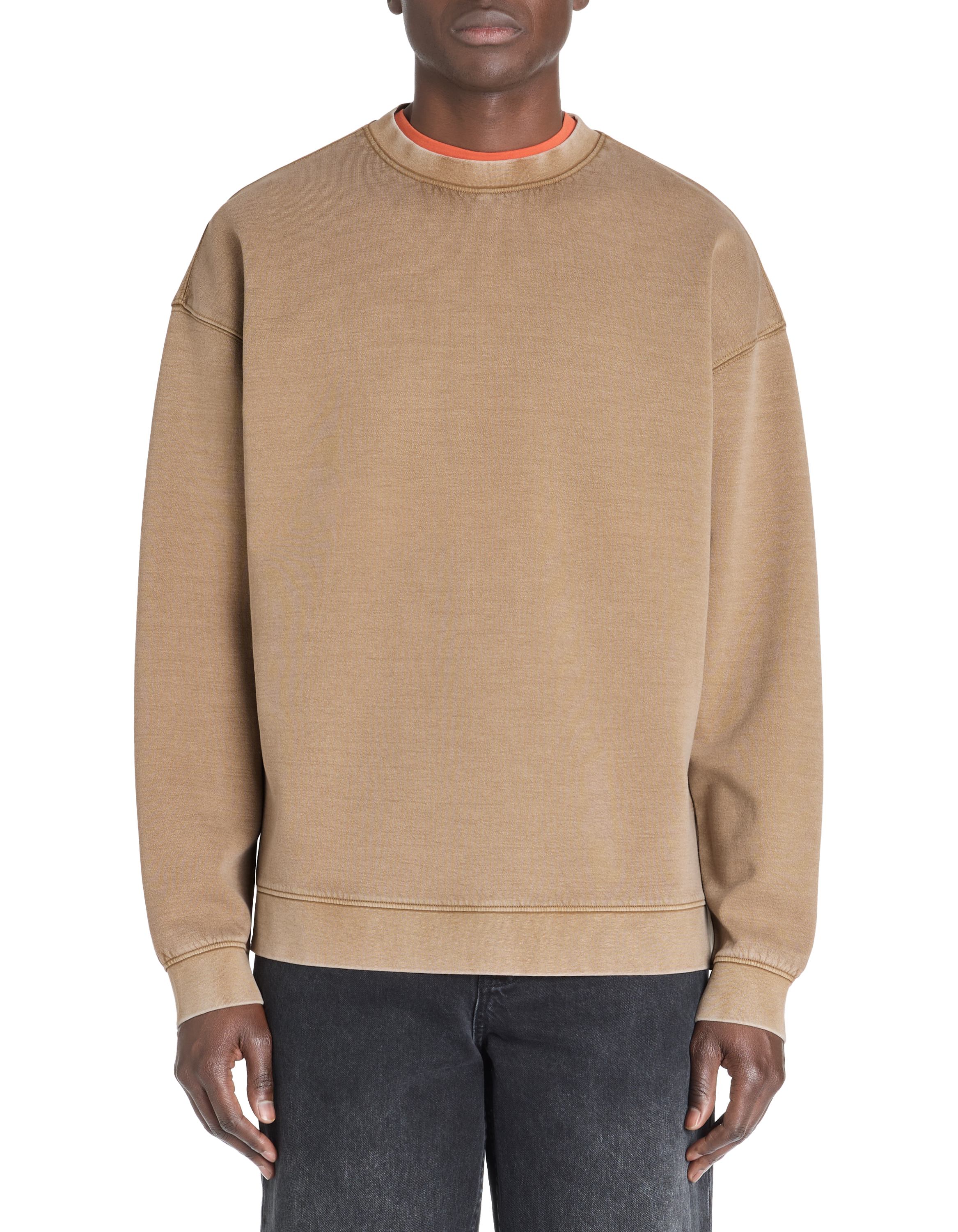 Sweat oversize col rond coton mélangé - taupe - camaieu - Modalova