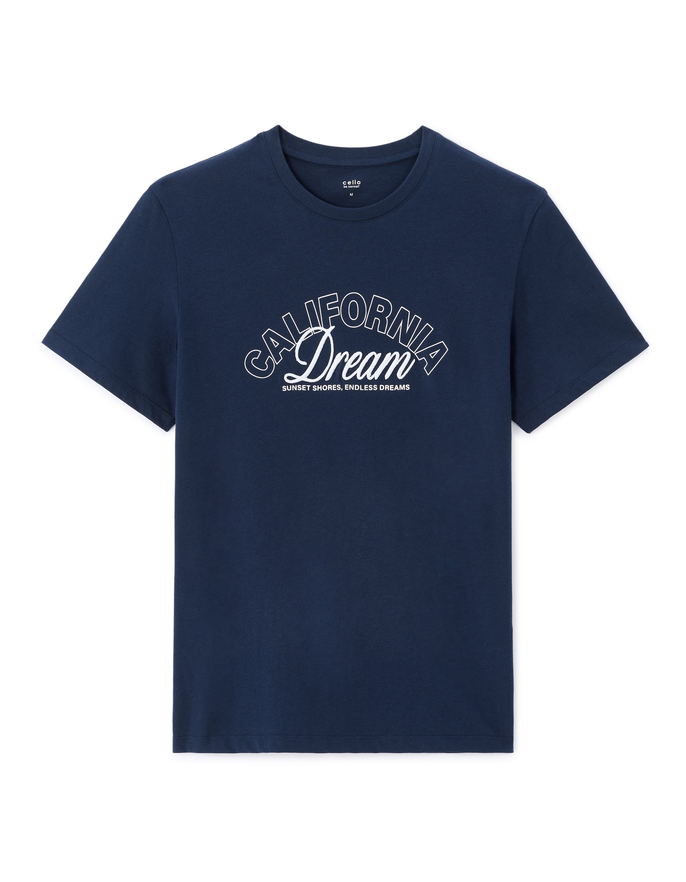 T-shirt straight col rond 100% coton - marine