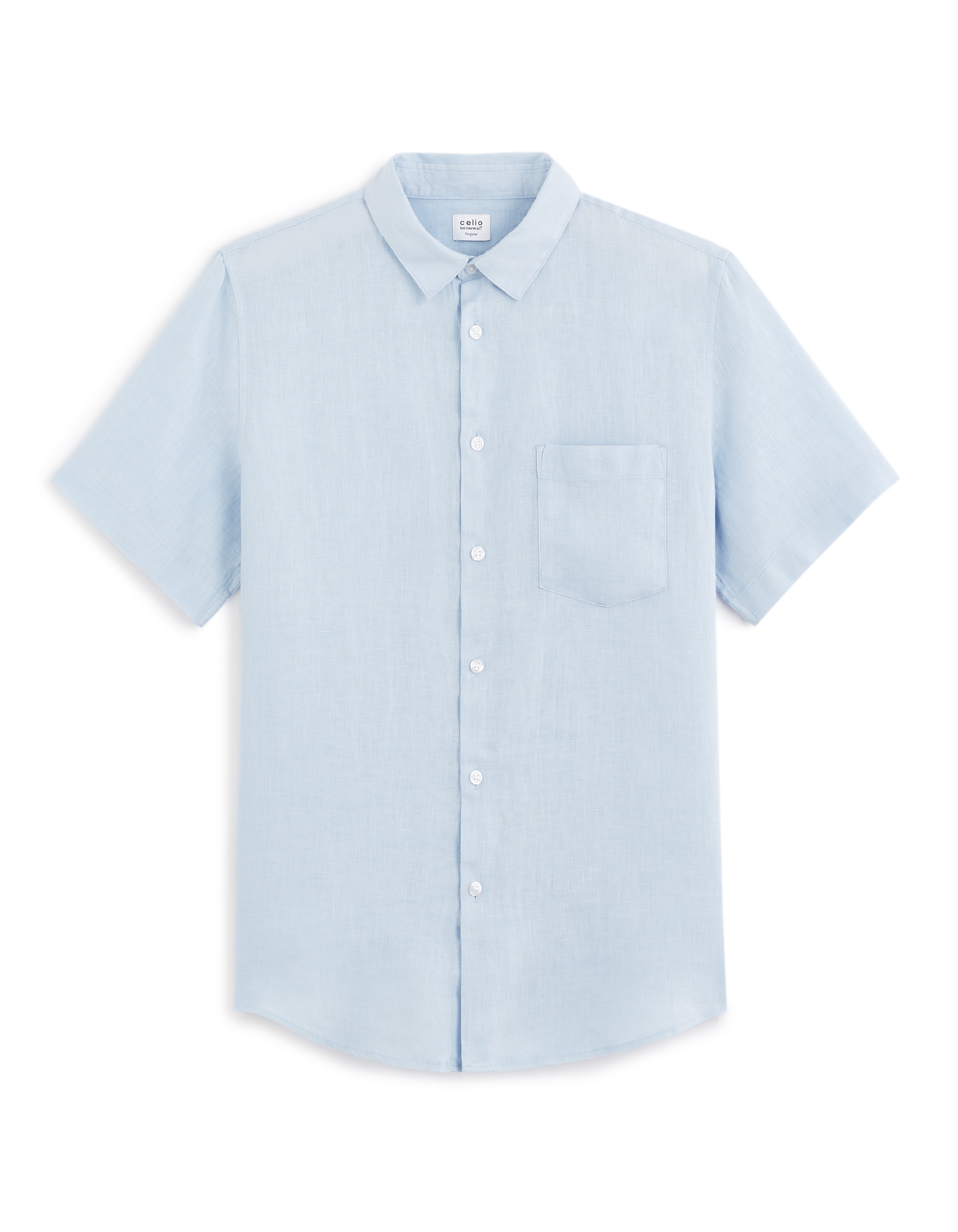 Chemisette regular 100% lin - bleu clair
