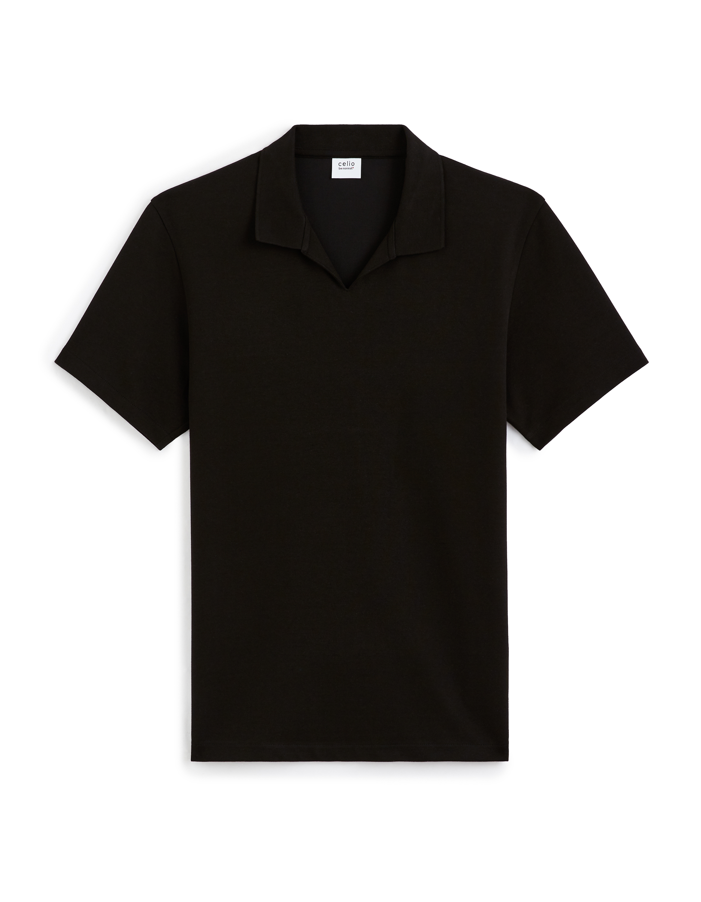 Polo regular col cubain en coton mélangé - noir