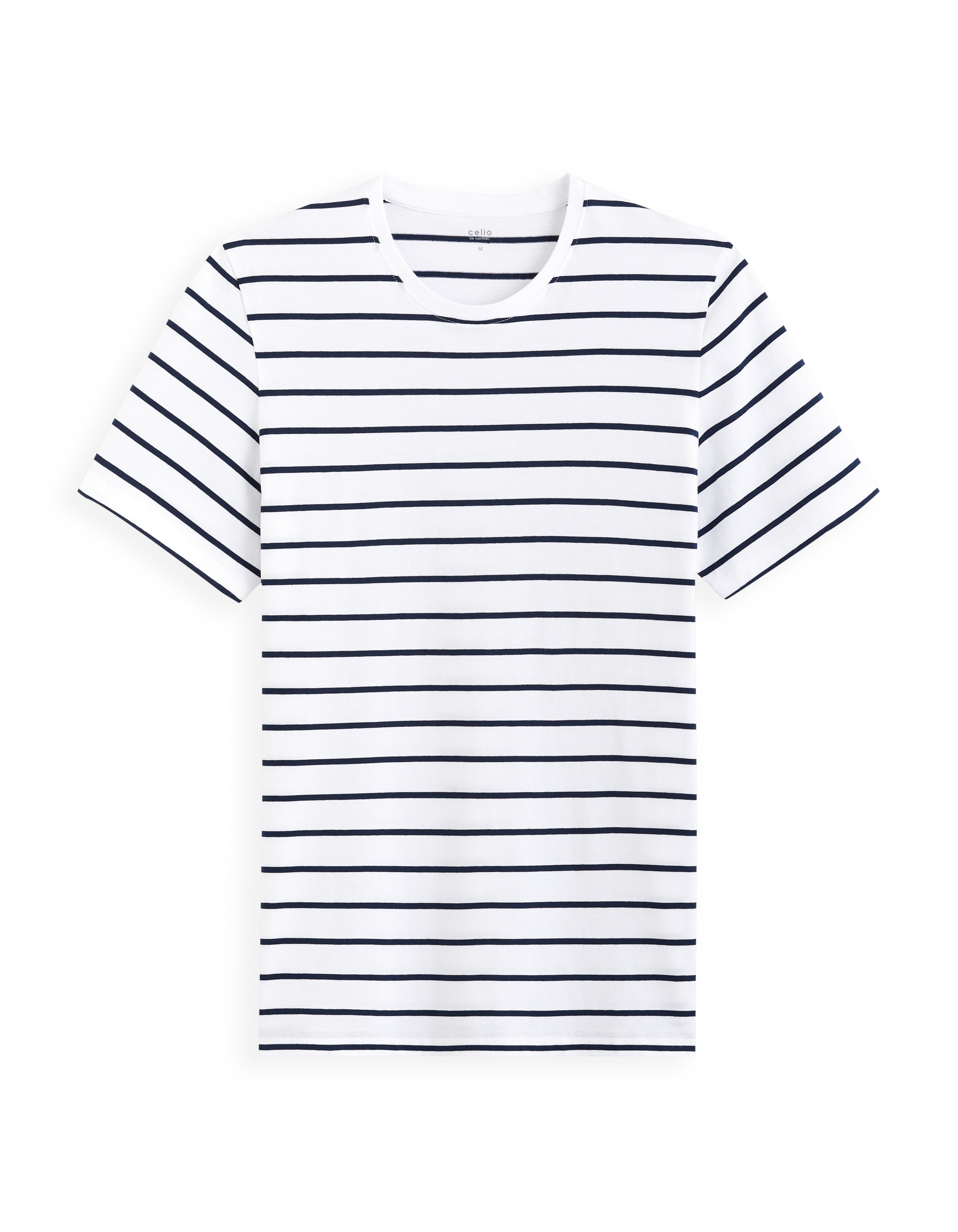 T-shirt straight rayé 100% coton - blanc