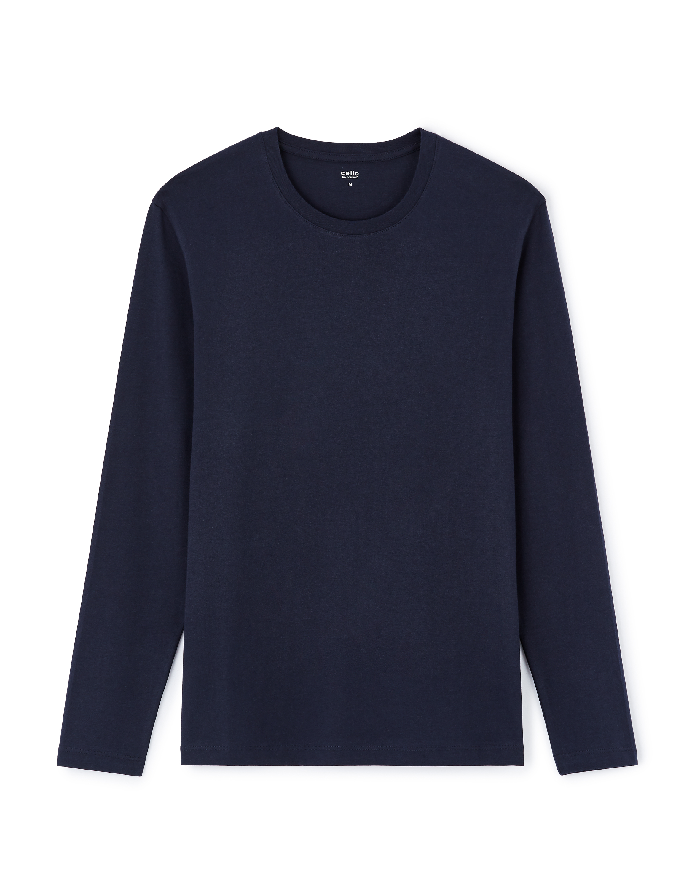T-shirt straight 100% coton manches longues - marine