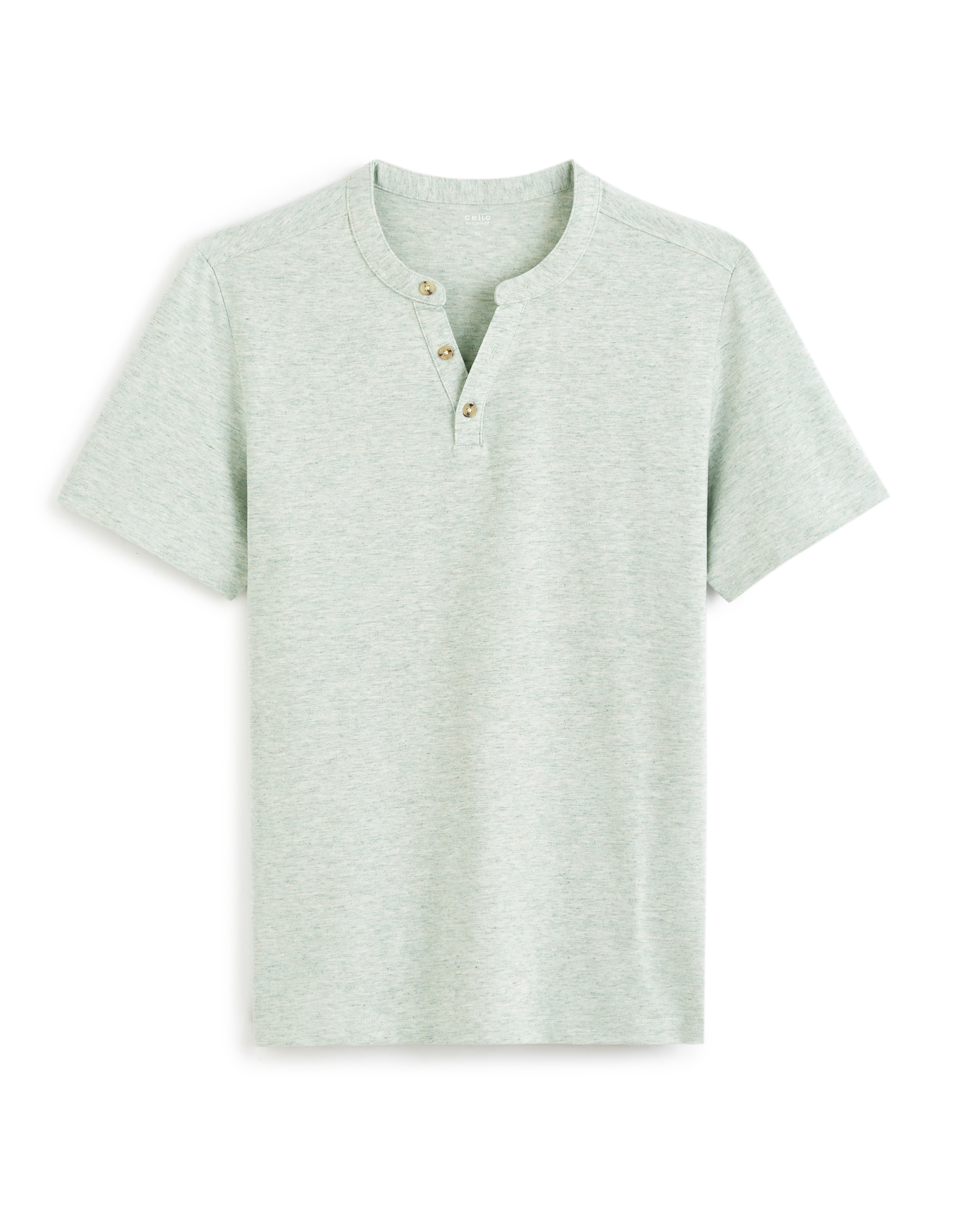 T-shirt straight col tunisien - vert