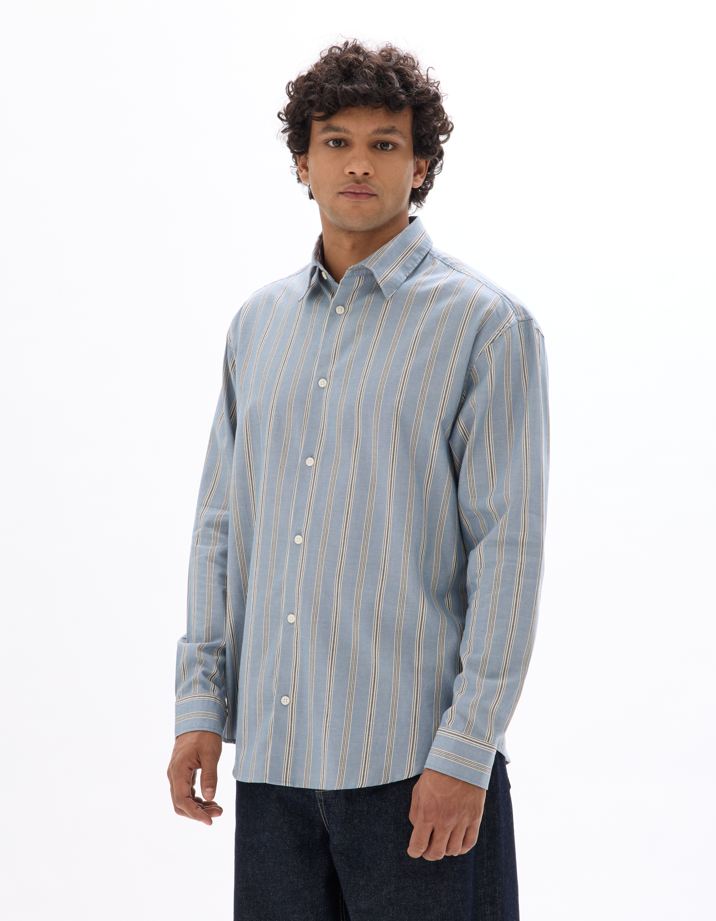 Chemise loose à fines rayures 100% coton - camaieu - Modalova