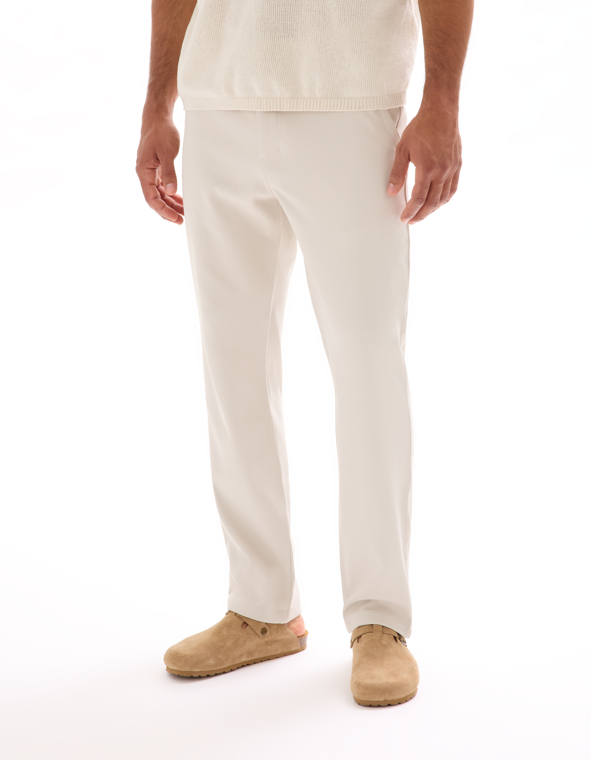 Pantalon chino straight uni - écru - camaieu - Modalova