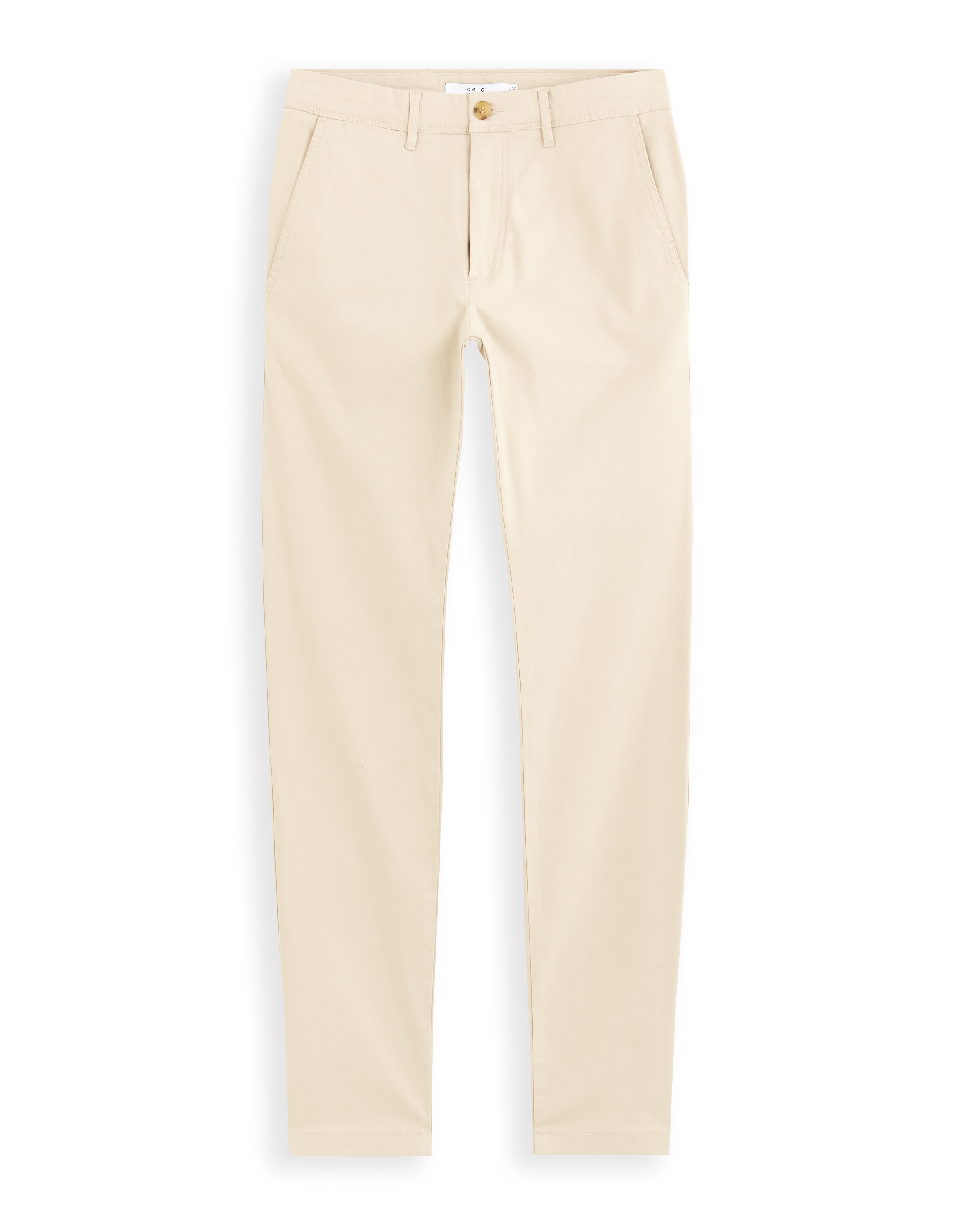 Pantalon chino slim en coton stretch L32-34 - beige
