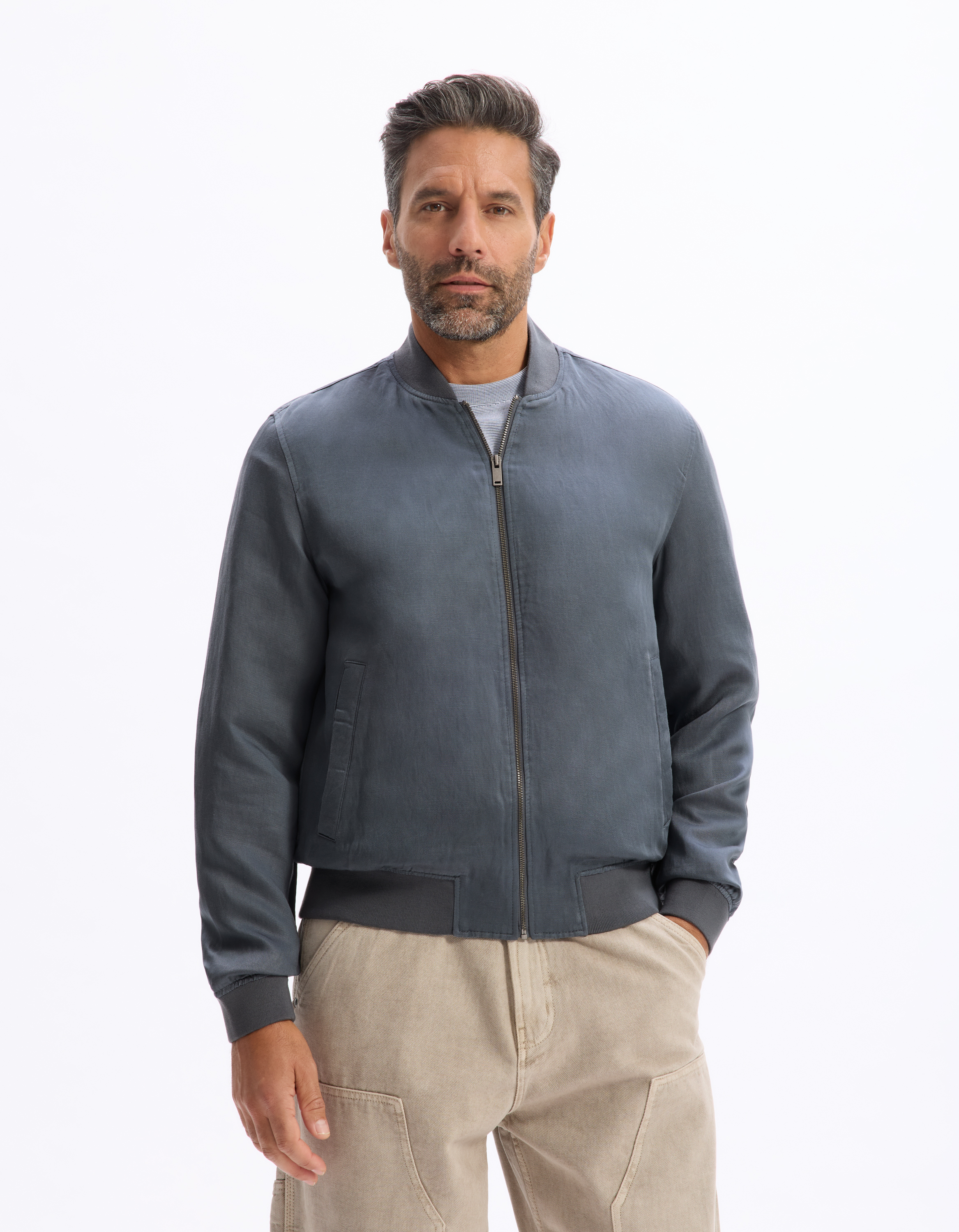 Veste col bomber - anthracite - camaieu - Modalova