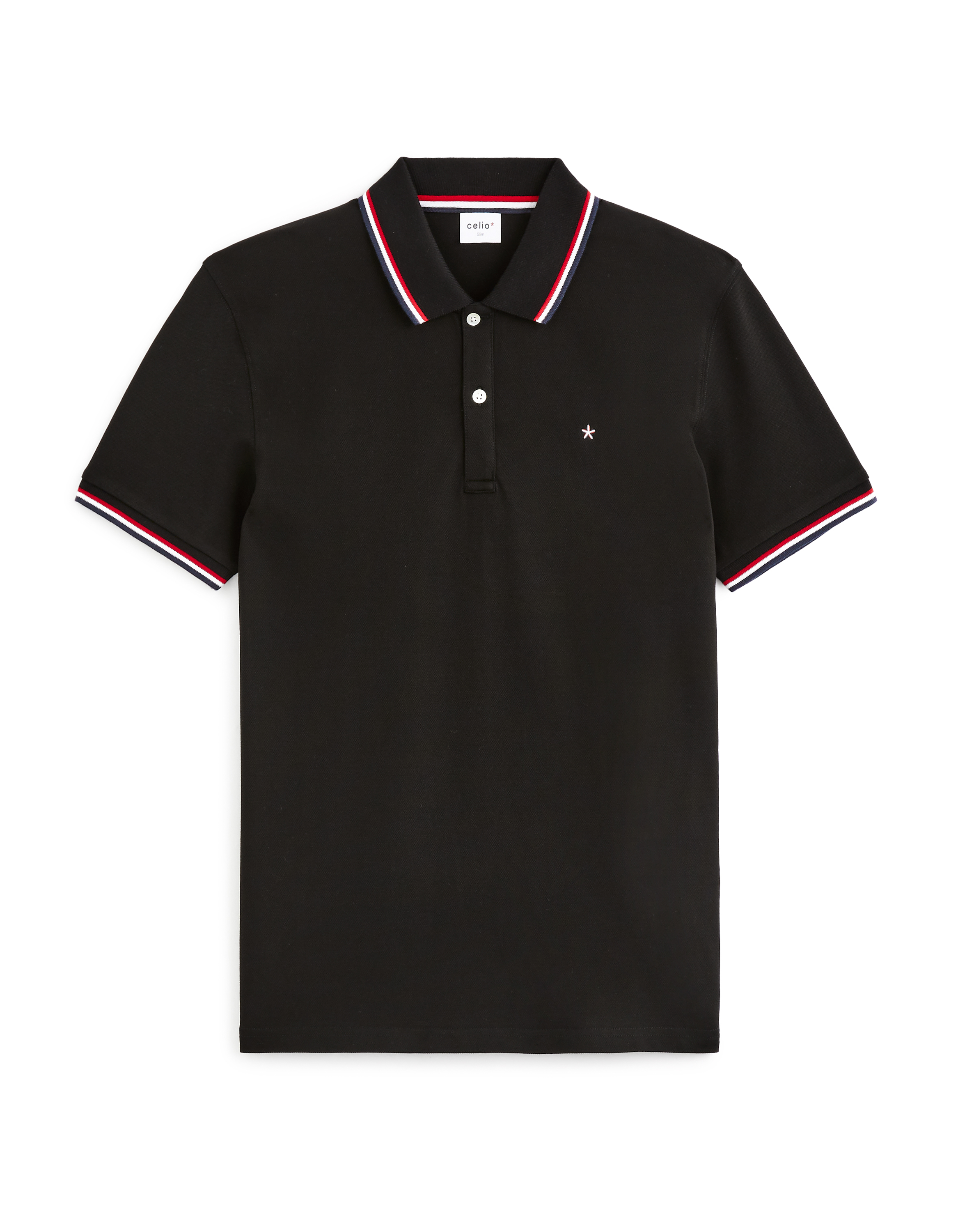 Polo piqué slim en coton stretch - noir