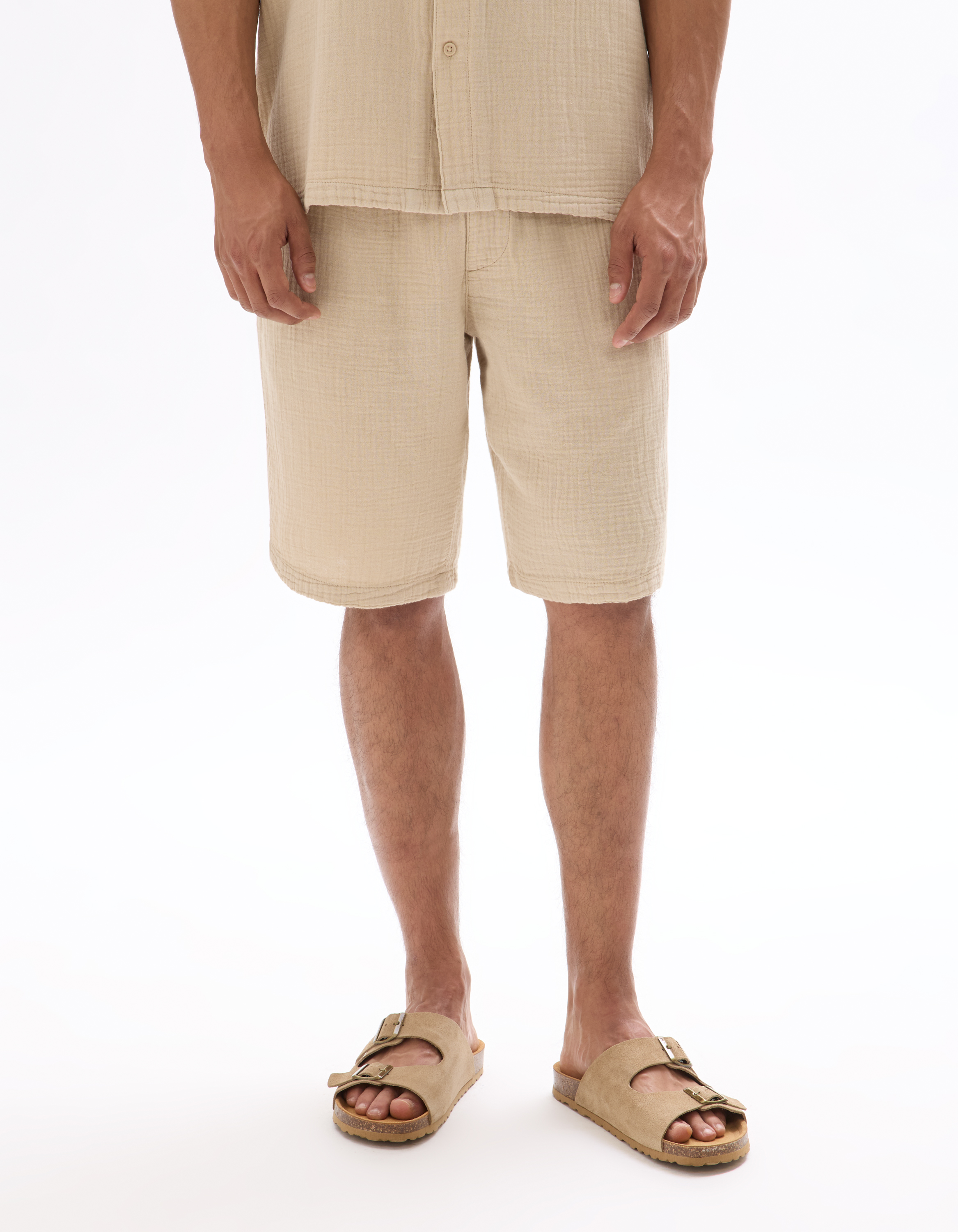Bermuda 100% gaze de coton - Beige - camaieu - Modalova