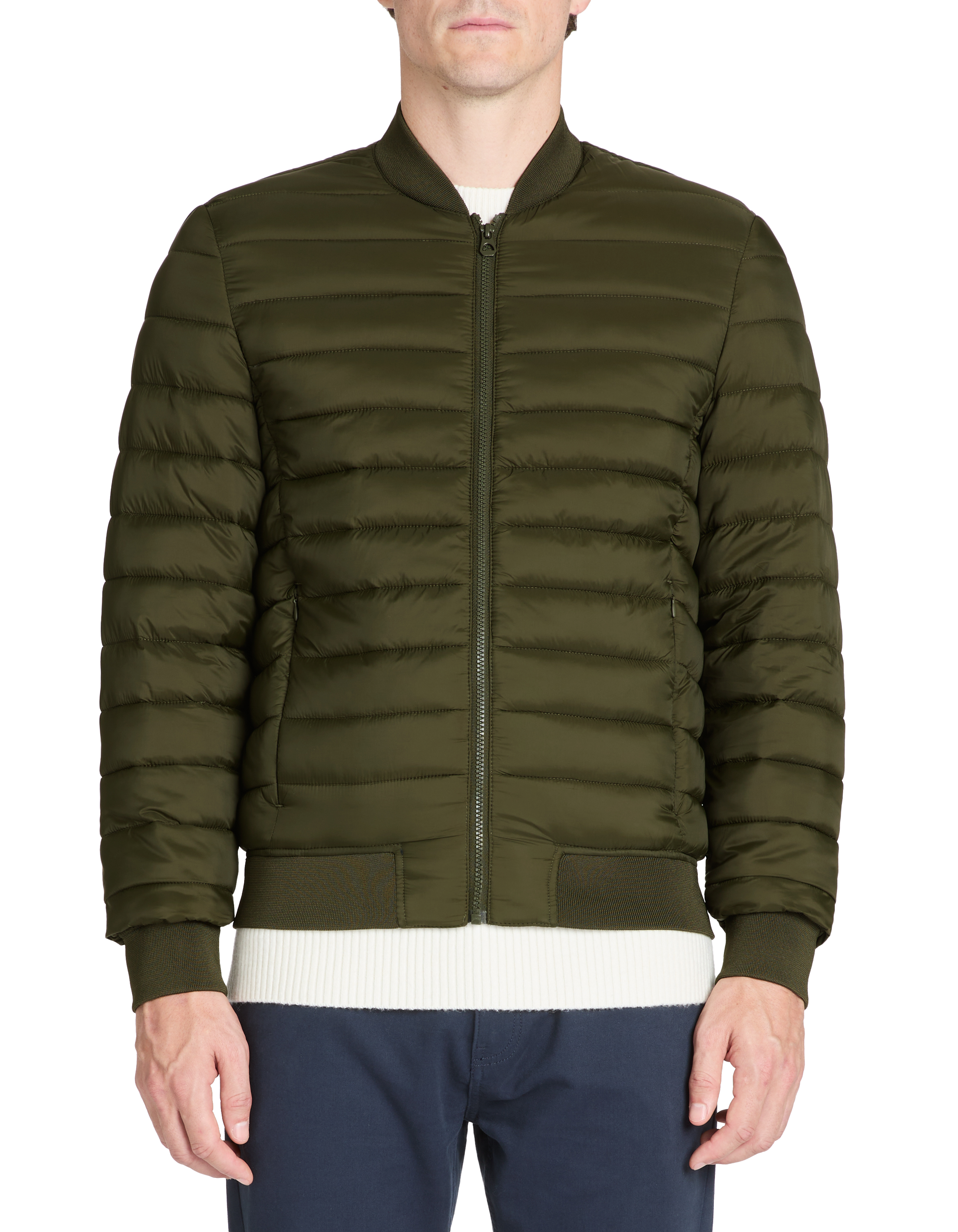 Doudoune light col bomber - kaki - camaieu - Modalova