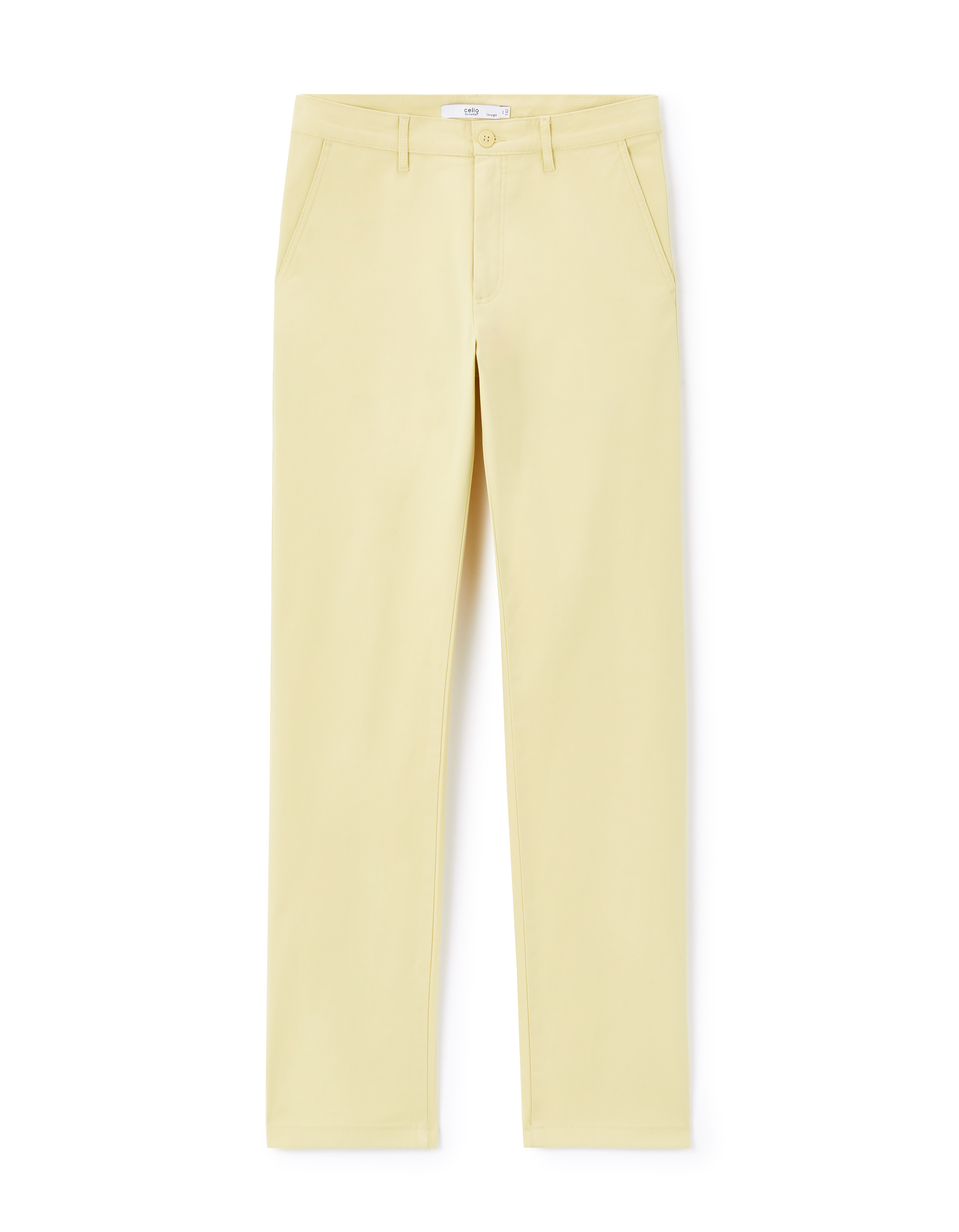 Pantalon chino straight en coton stretch - jaune