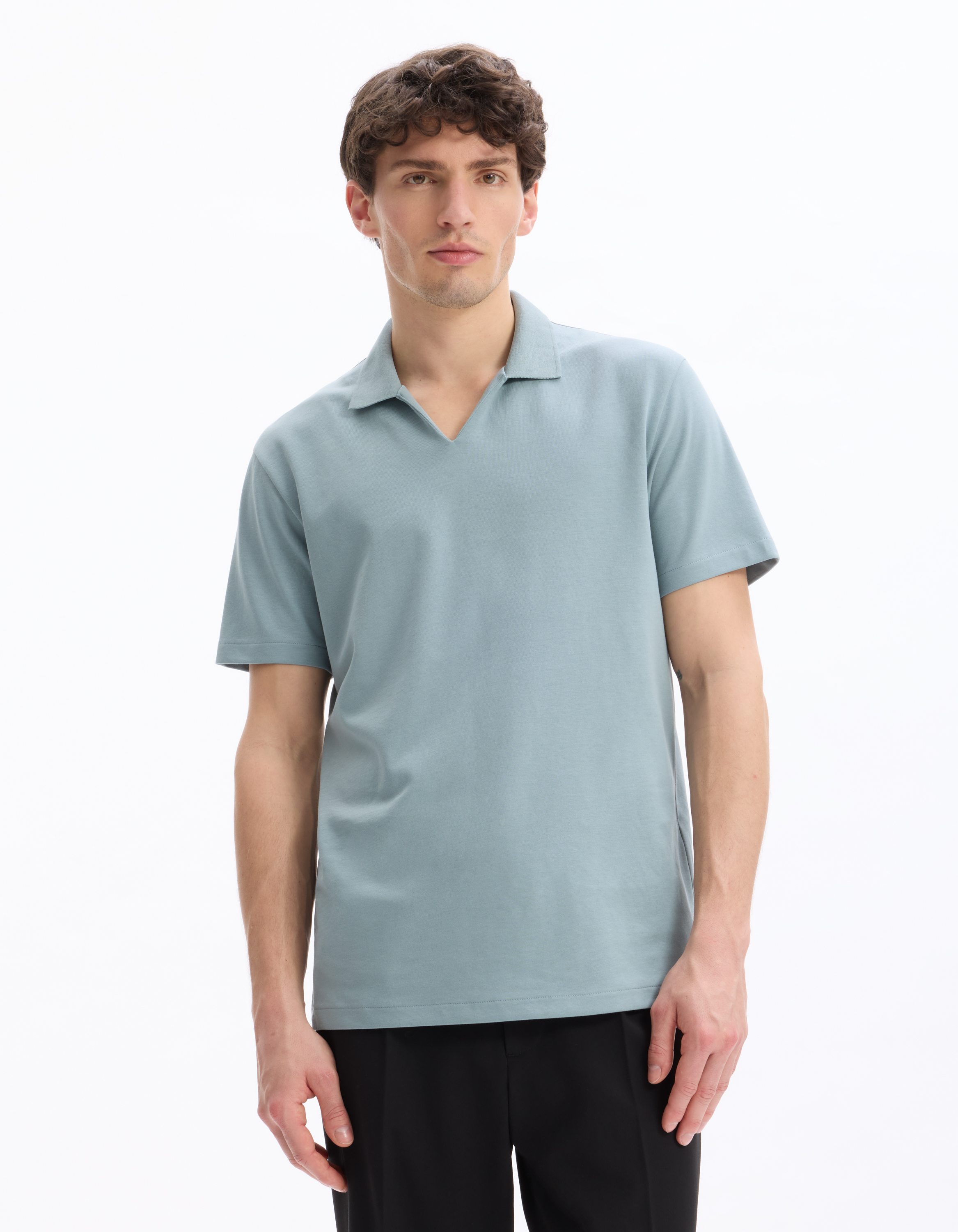 Polo regular coton mélangé - vert - camaieu - Modalova