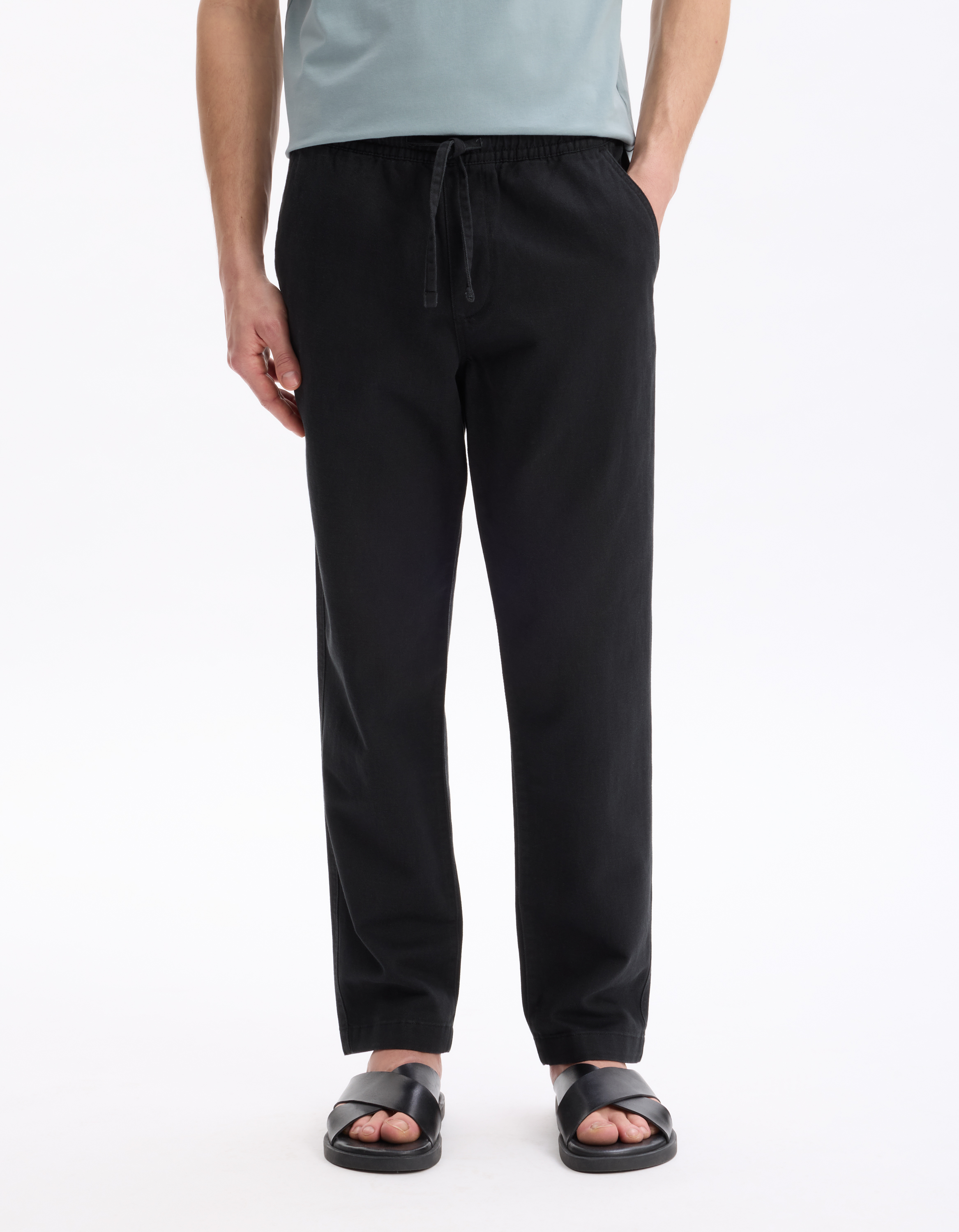 Pantalon relaxed en coton et lin - camaieu - Modalova