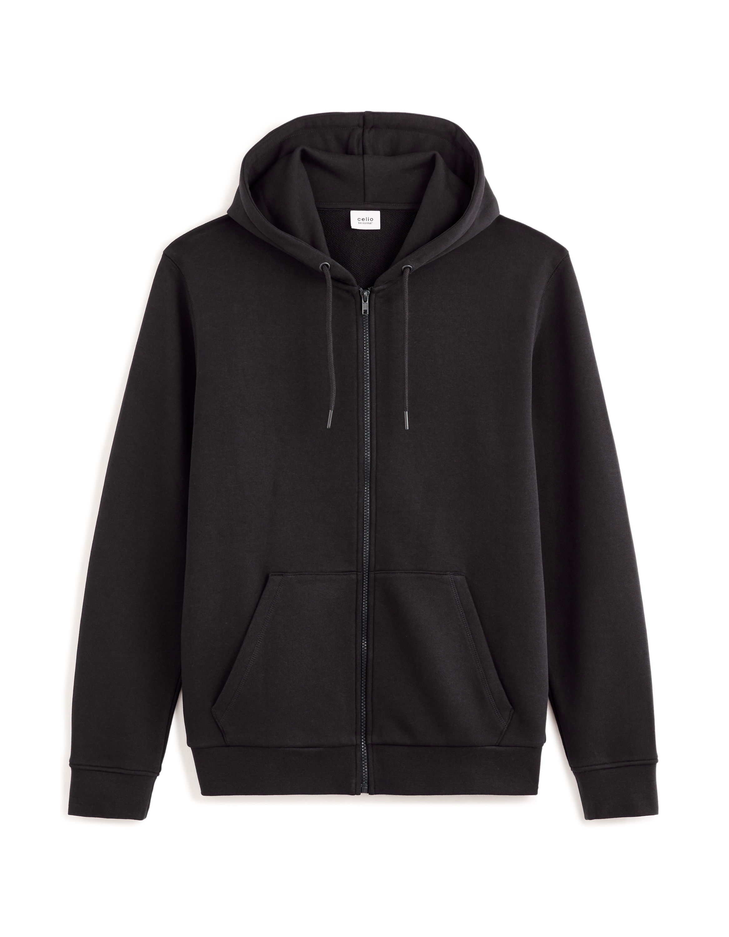 Sweat zippé à capuche en coton - noir