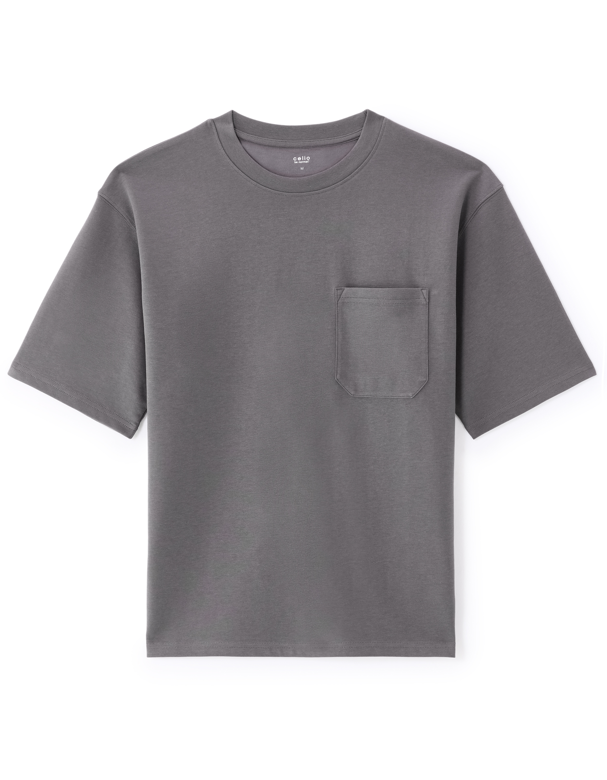 T-shirt oversize col rond coton mélangé - gris