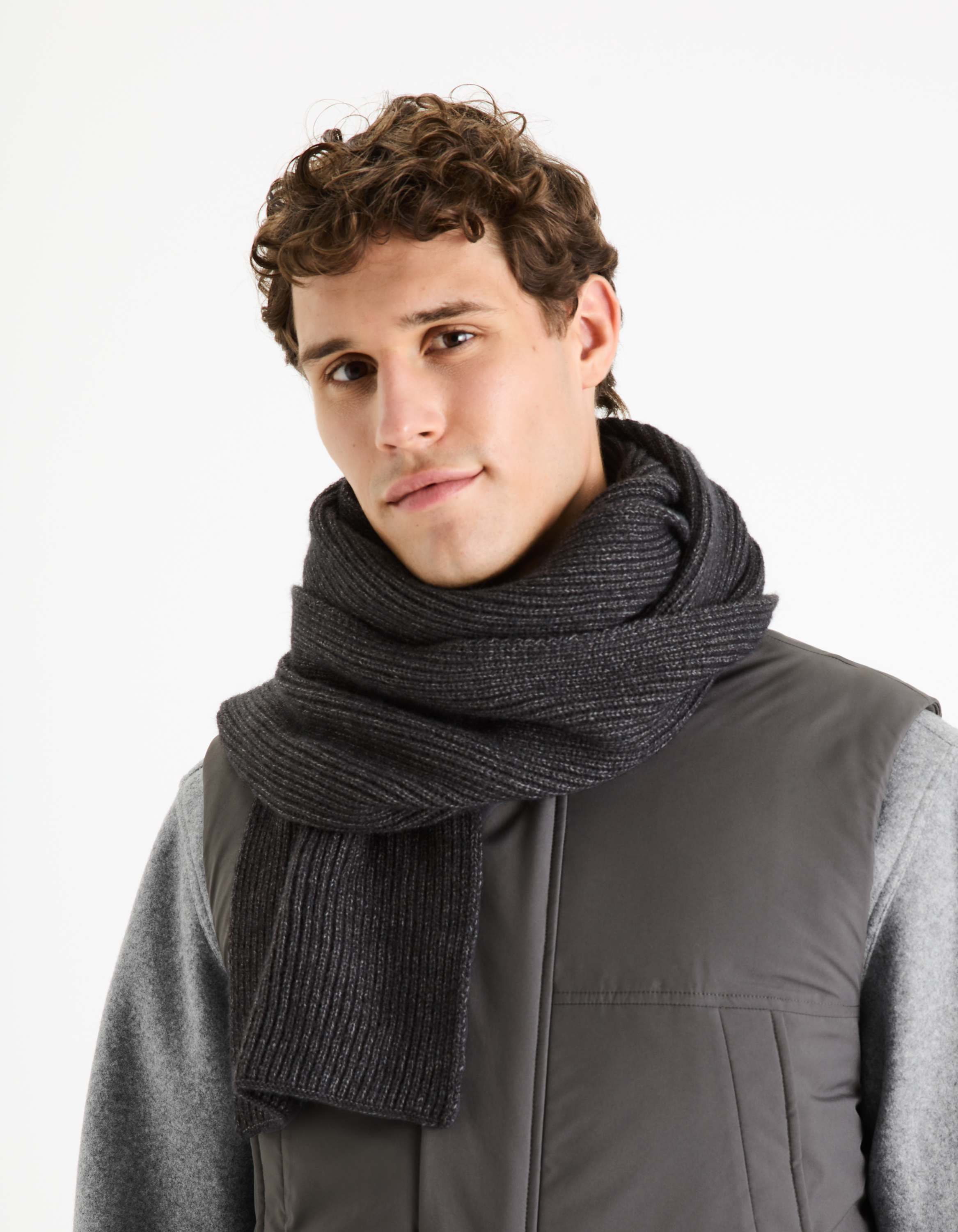 Echarpe en maille - anthracite - camaieu - Modalova