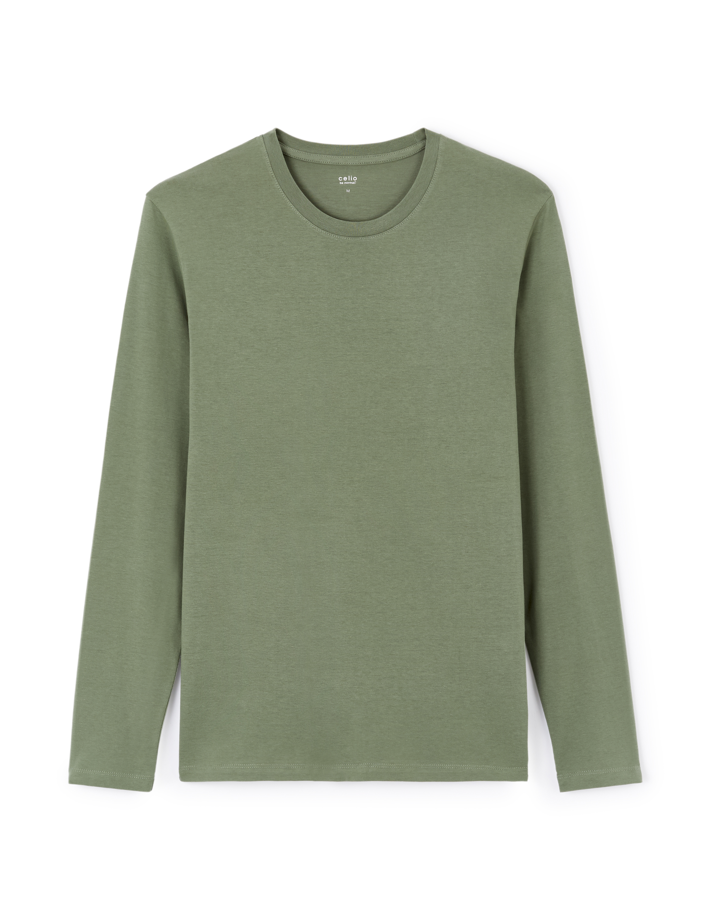 T-shirt straight 100% coton manches longues - sauge