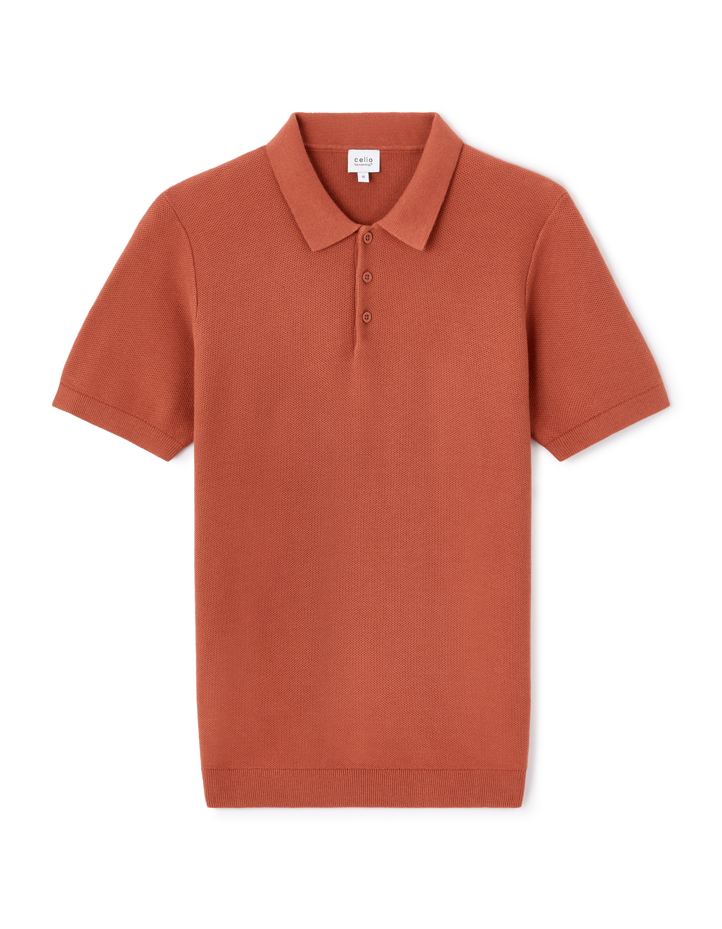 Polo regular en maille texturée 100% coton - terra