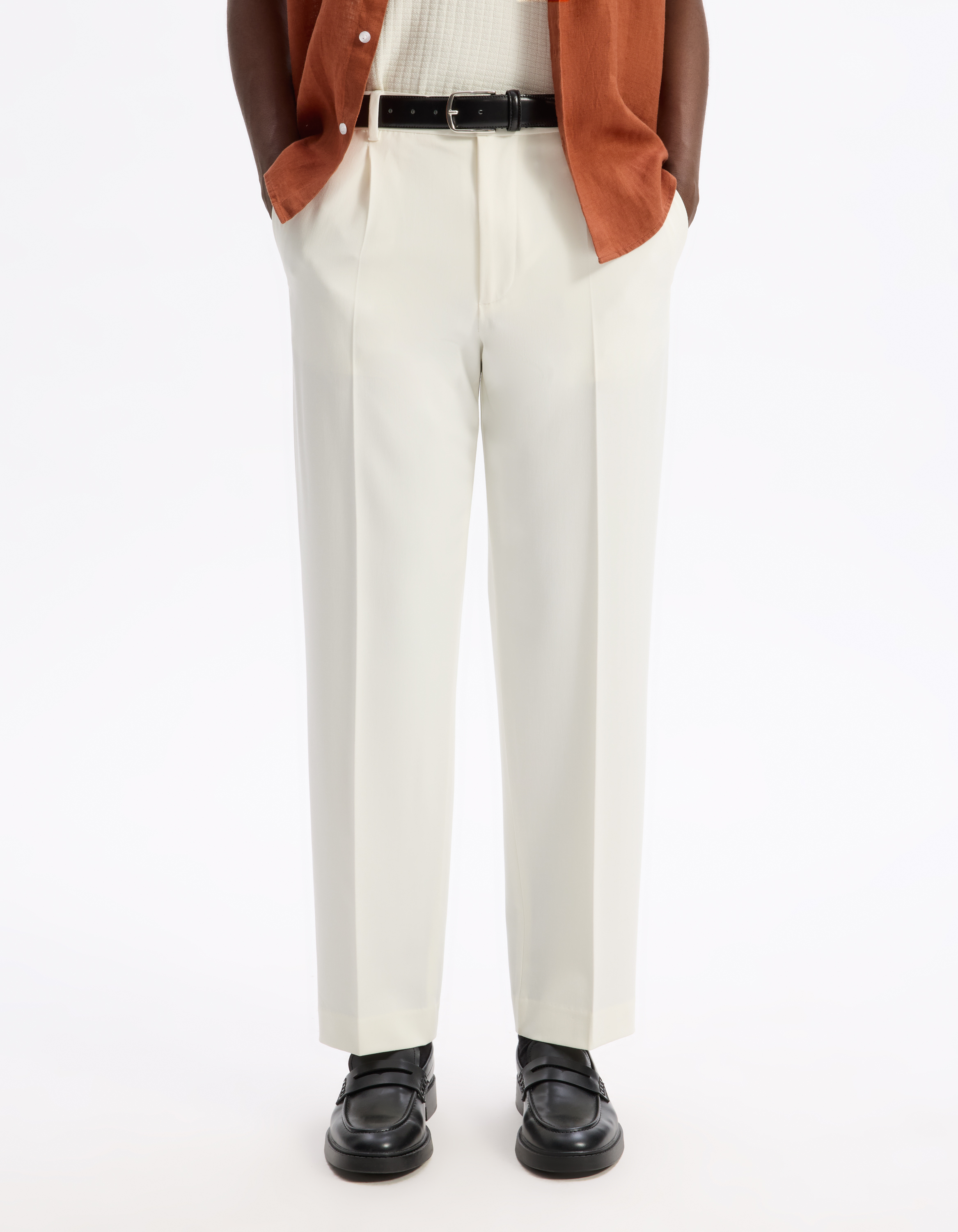 Pantalon loose stretch - beige - camaieu - Modalova