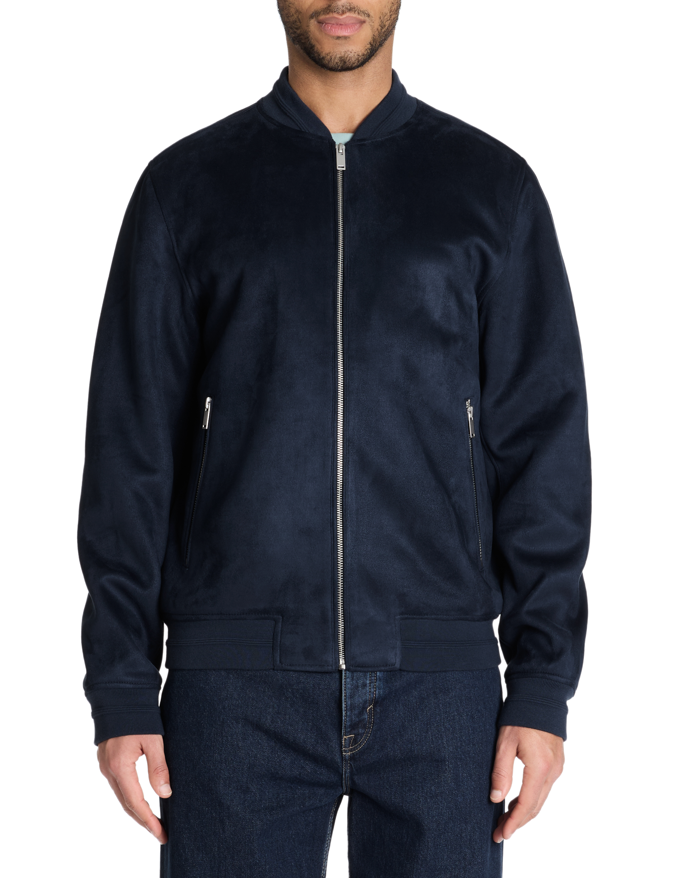 Veste col bomber - marine - camaieu - Modalova