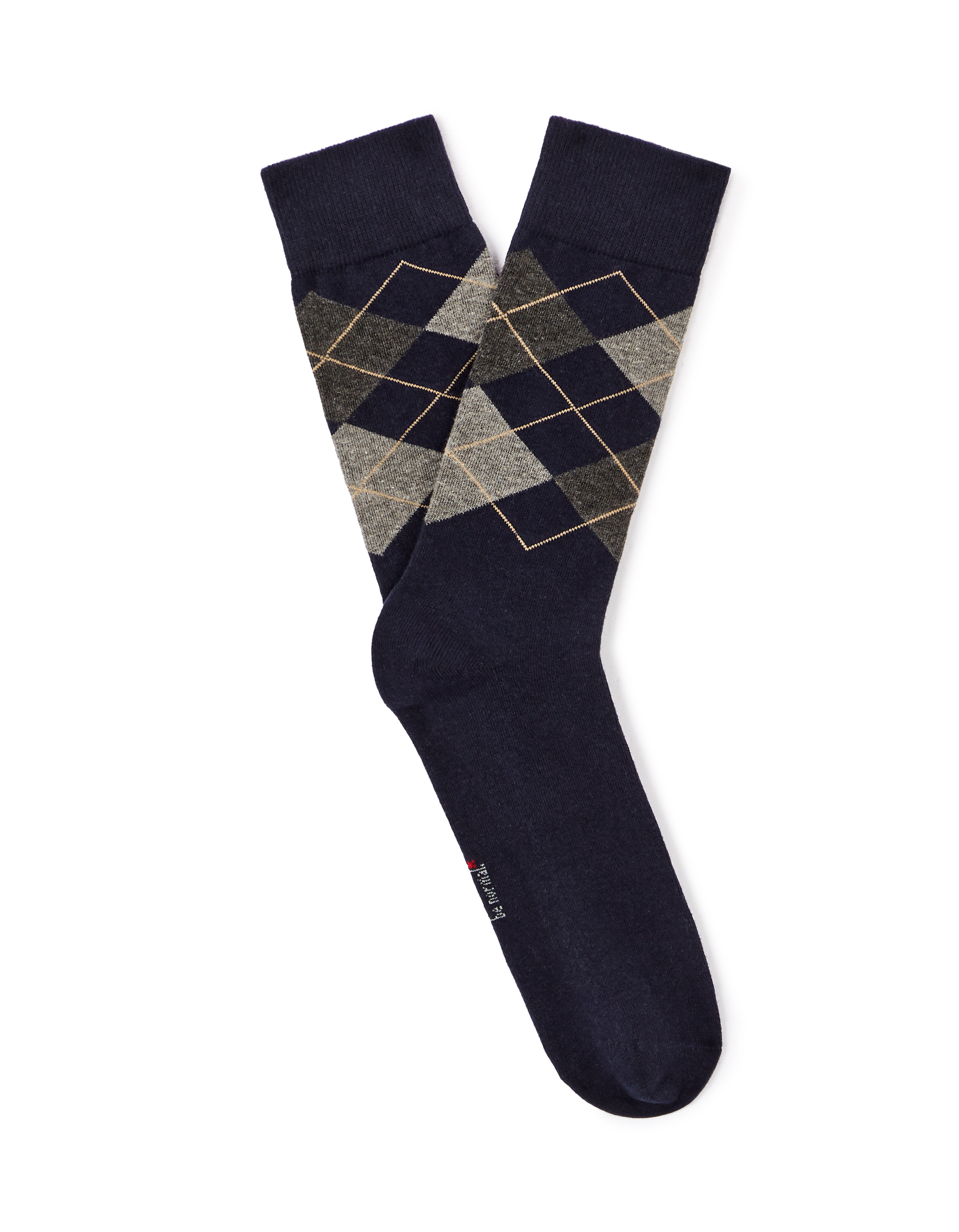 Chaussettes tige haute sport coton stretch à motifs losanges - marine