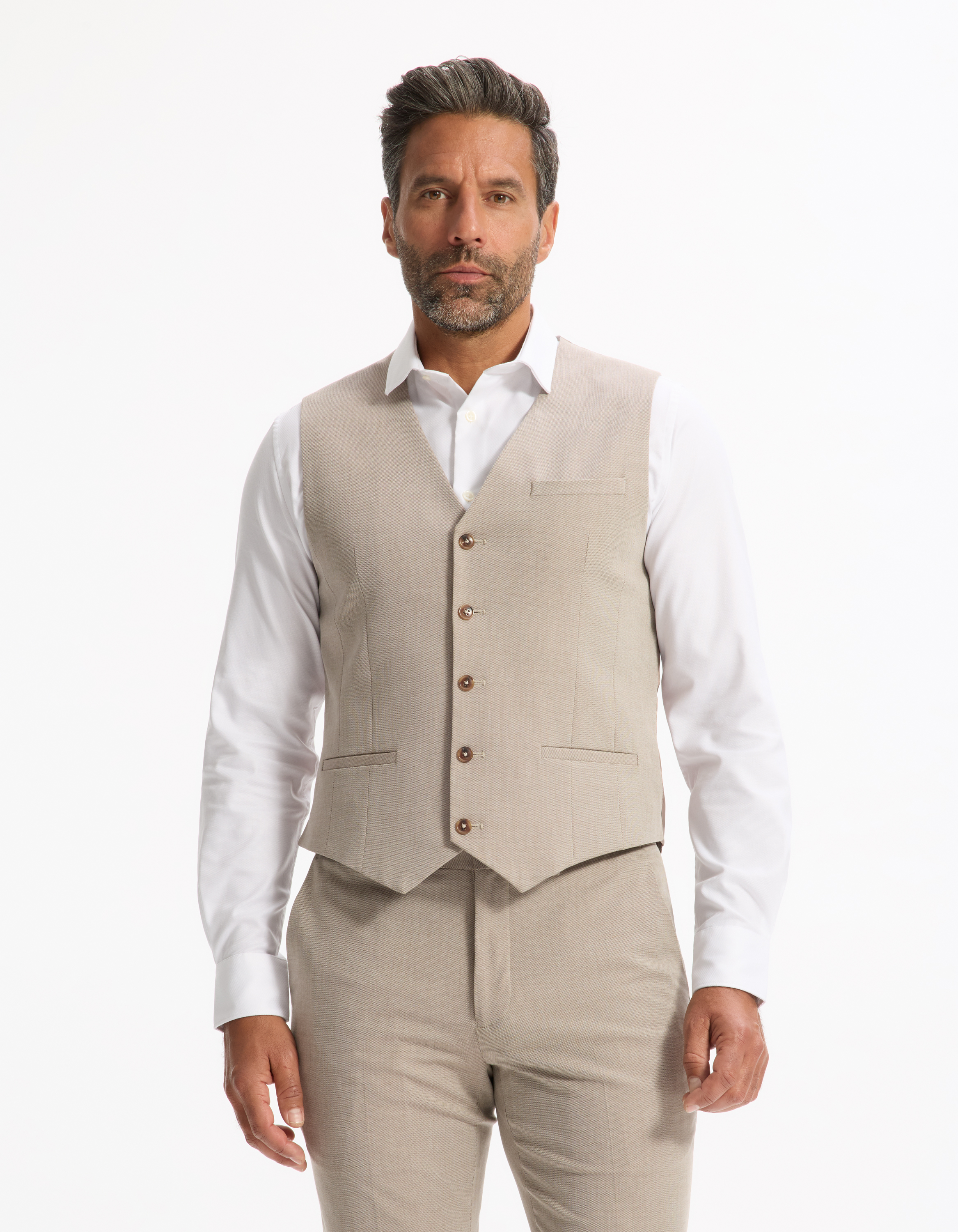 Gilet de costume slim stretch - beige - camaieu - Modalova