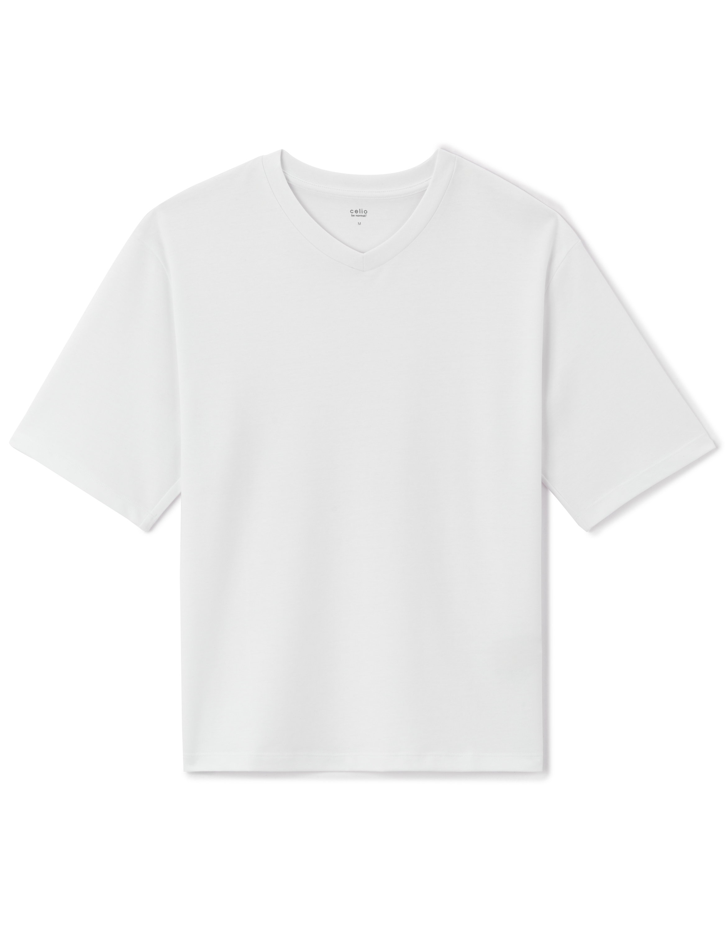 T-shirt oversize col v coton mélangé - blanc