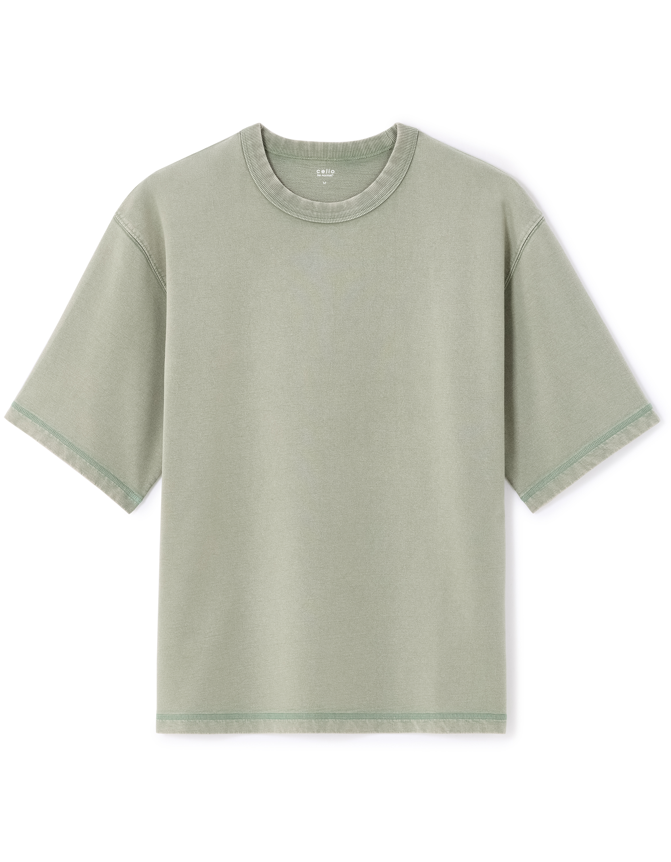 T-shirt oversize col rond 100% coton - kaki