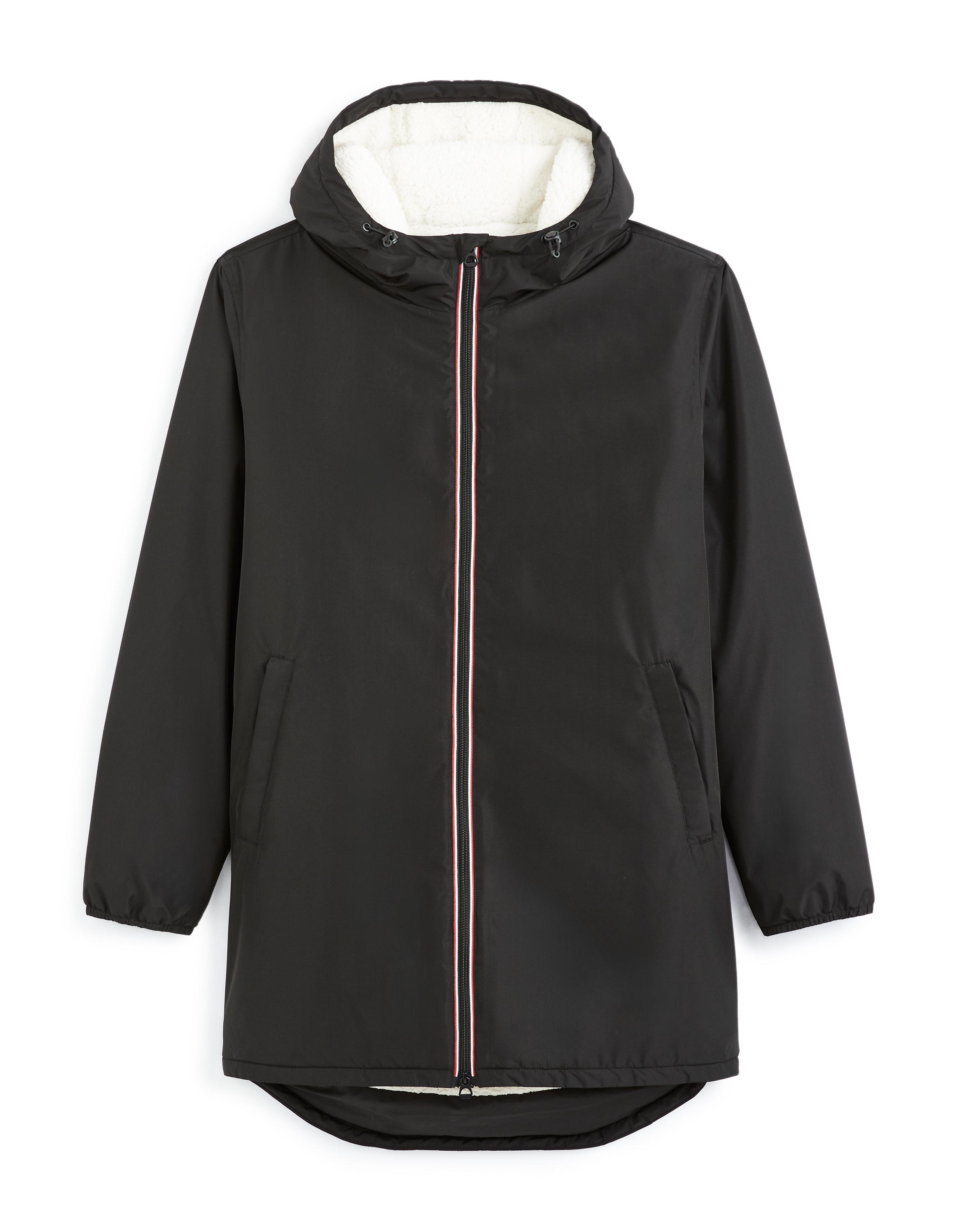 Parka à capuche doublé sherpa - noir