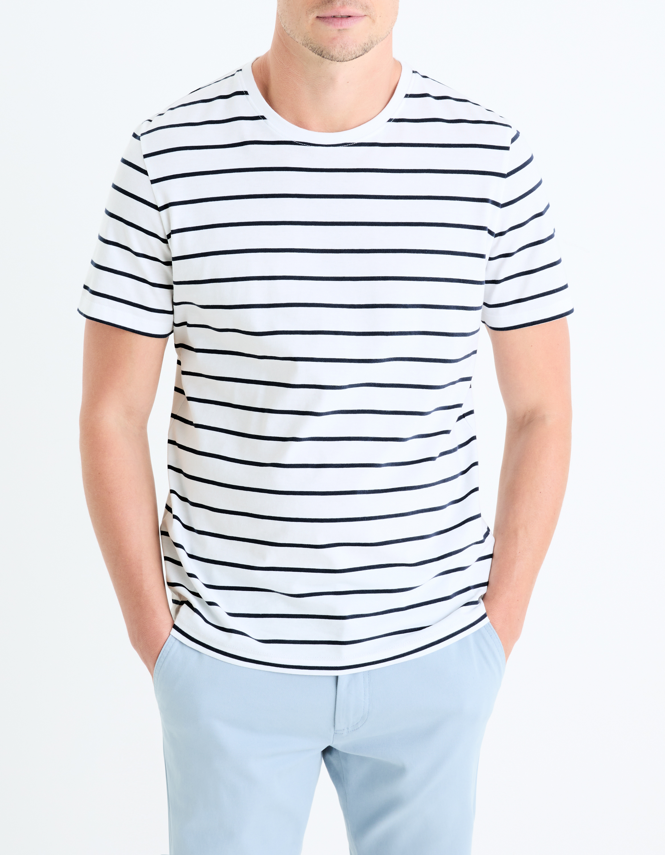 T-shirt straight rayé 100% coton - camaieu - Modalova