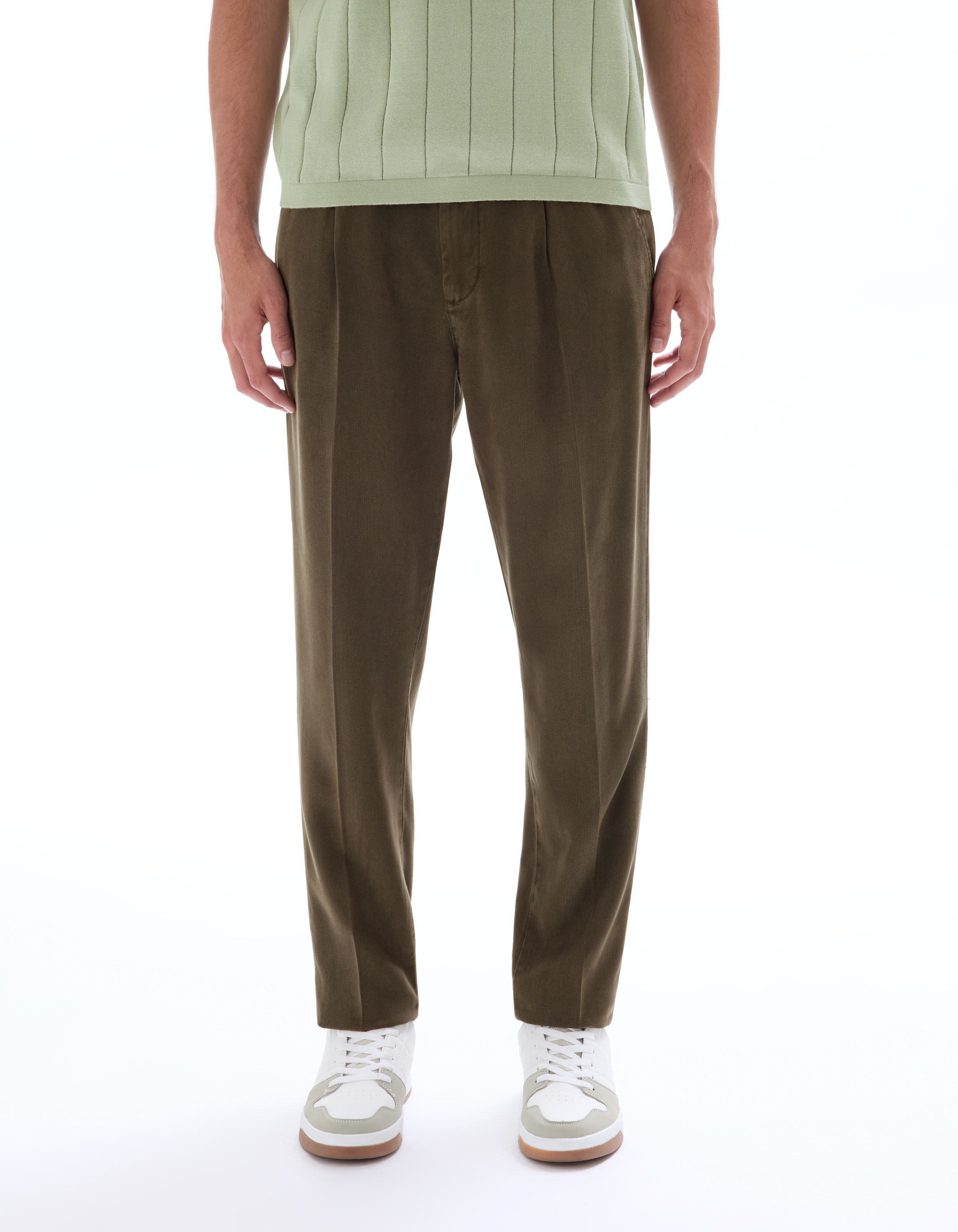Pantalon chino straight TENCEL™ Lyocell - kaki - camaieu - Modalova