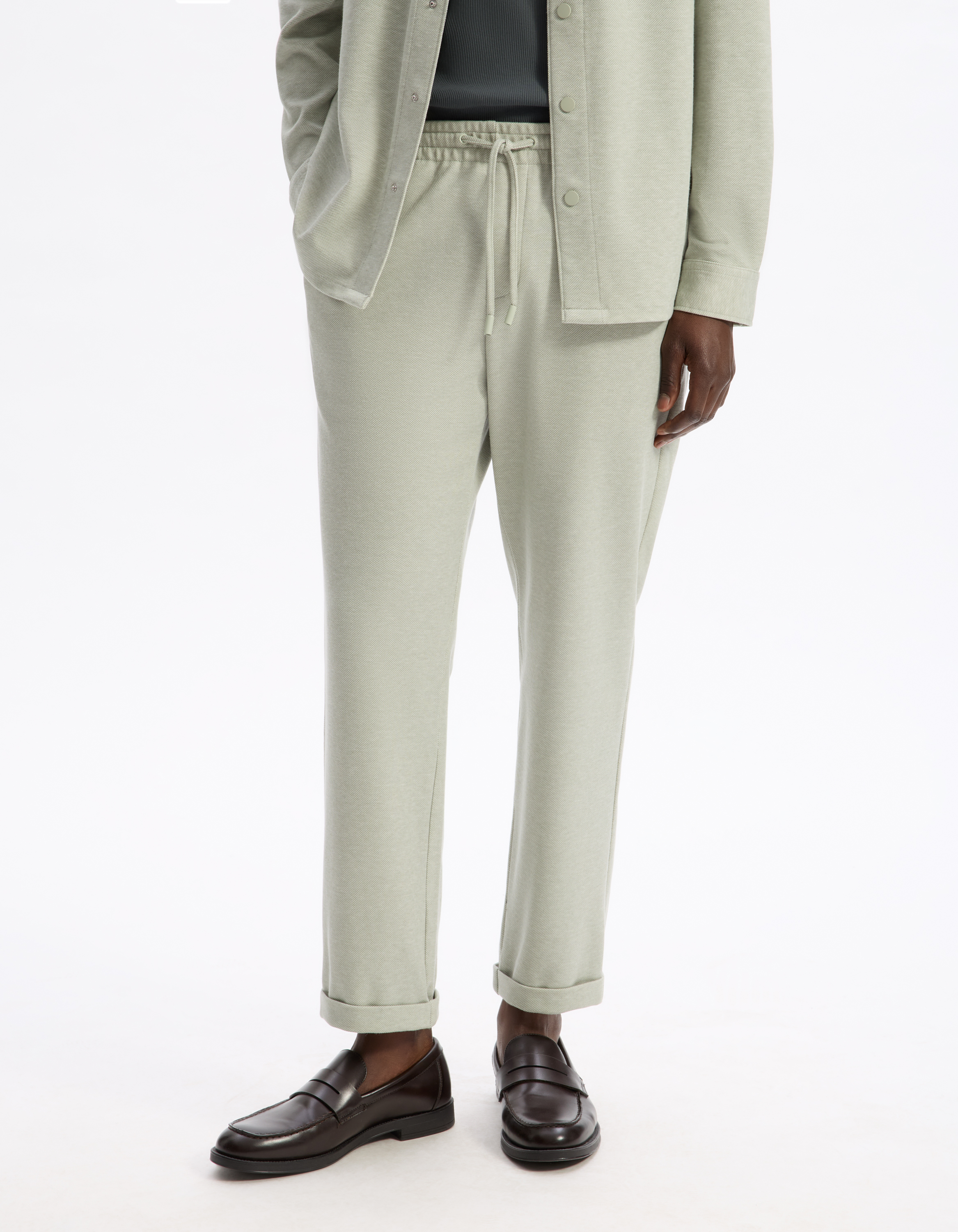Pantalon slim coton stretch - vert - camaieu - Modalova