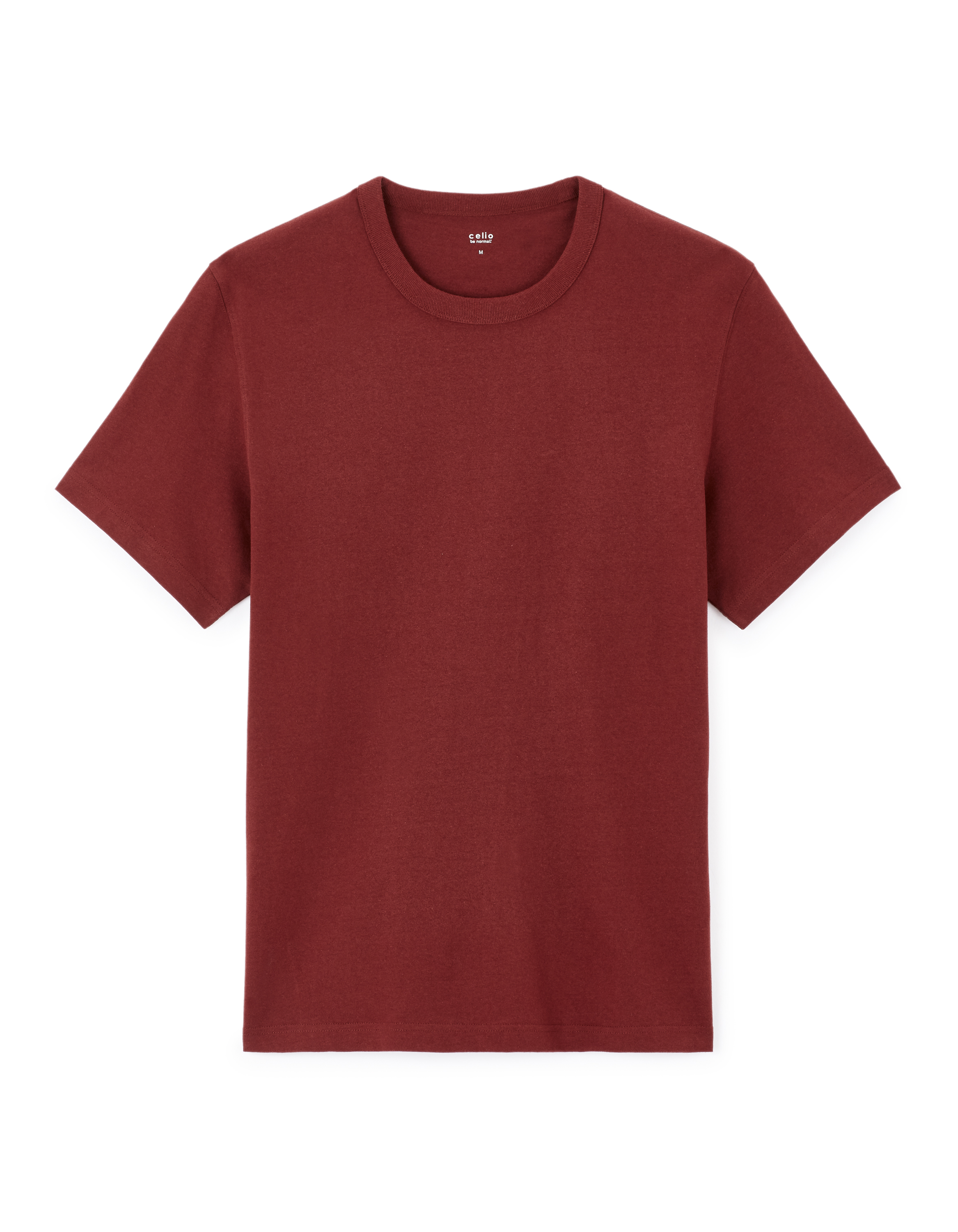 T-shirt boxy col rond 100% coton - marron