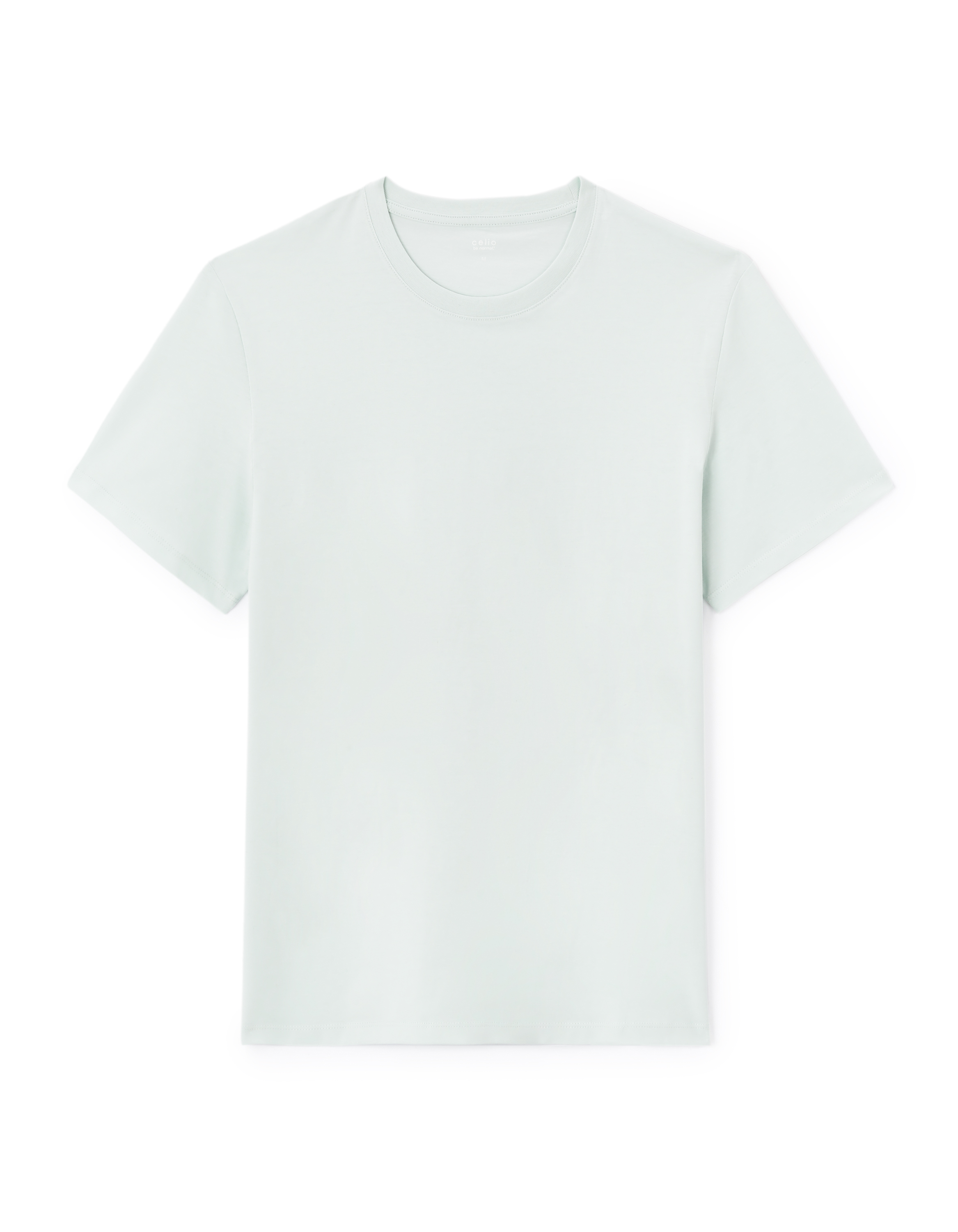 T-shirt straight col rond 100% coton - bleu vert